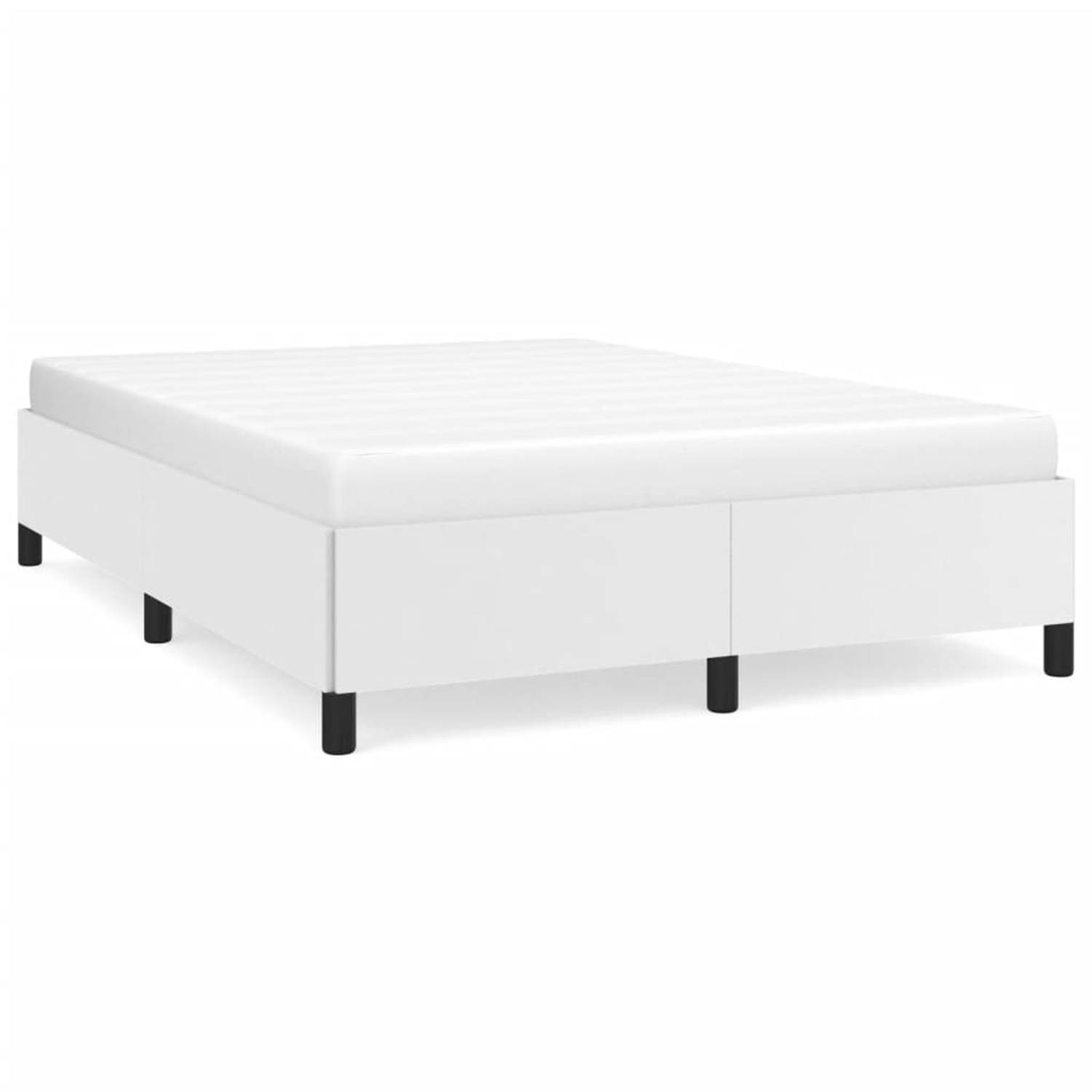 The Living Store Bedframe kunstleer wit 140x200 cm - Bedframe - Bedframes - Bed - Slaapmeubel - Bedbodem - Ledikant - Tweepersoonsbed - Slaapbed - Bedden - Slaapmeubels - Slaapmeub