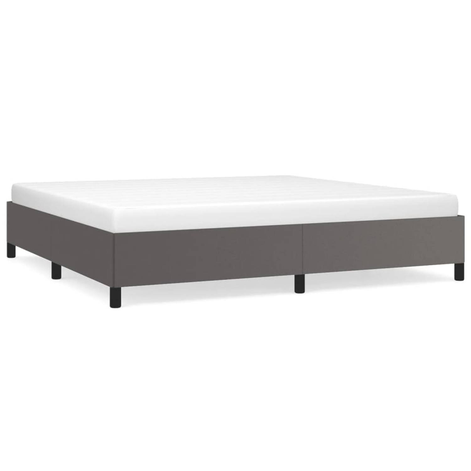 The Living Store Bedframe kunstleer grijs 200x200 cm - Bedframe - Bedframes - Bed - Slaapmeubel - Bedbodem - Ledikant - Tweepersoonsbed - Slaapbed - Bedden - Slaapmeubels - Slaapme