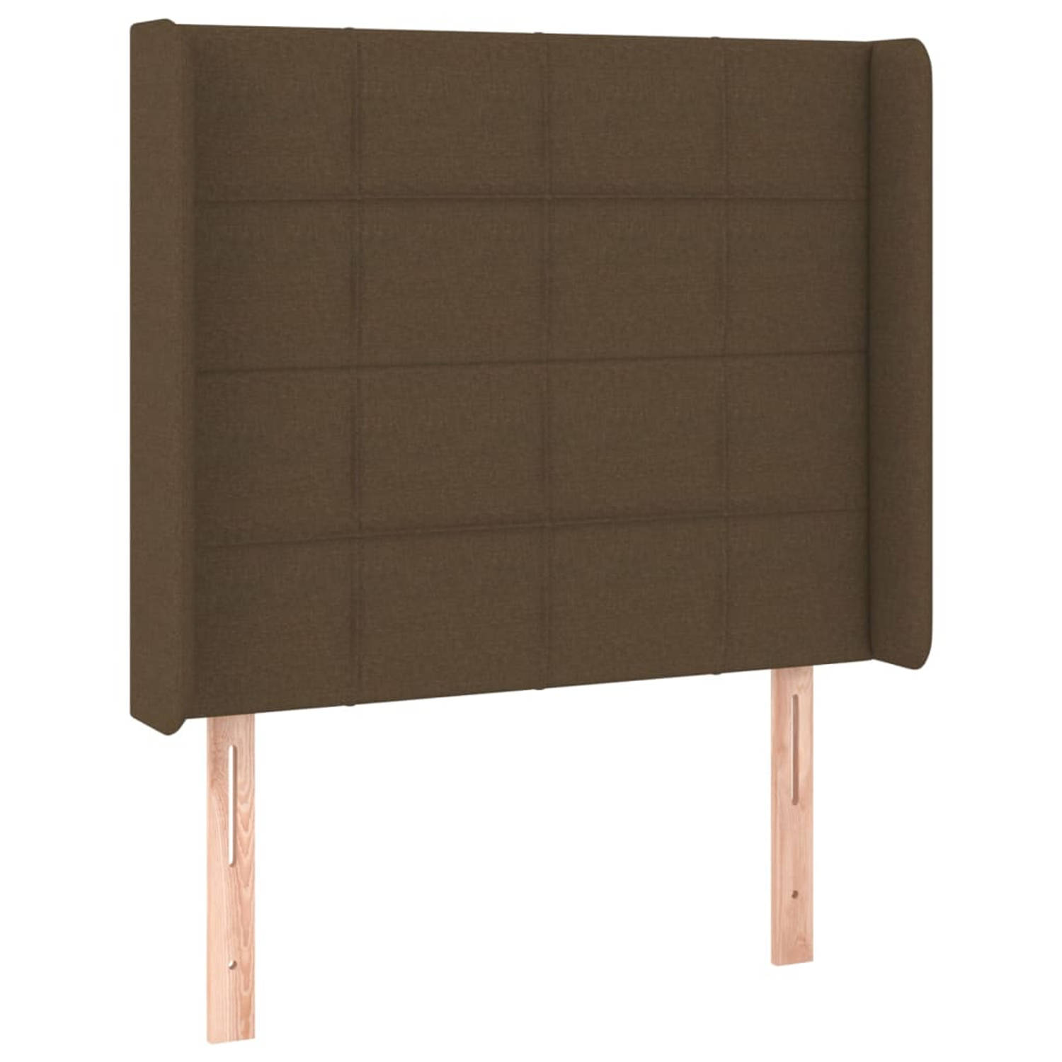 The Living Store Hoofdbord met randen 93x16x118/128 cm stof donkerbruin - Bedonderdeel