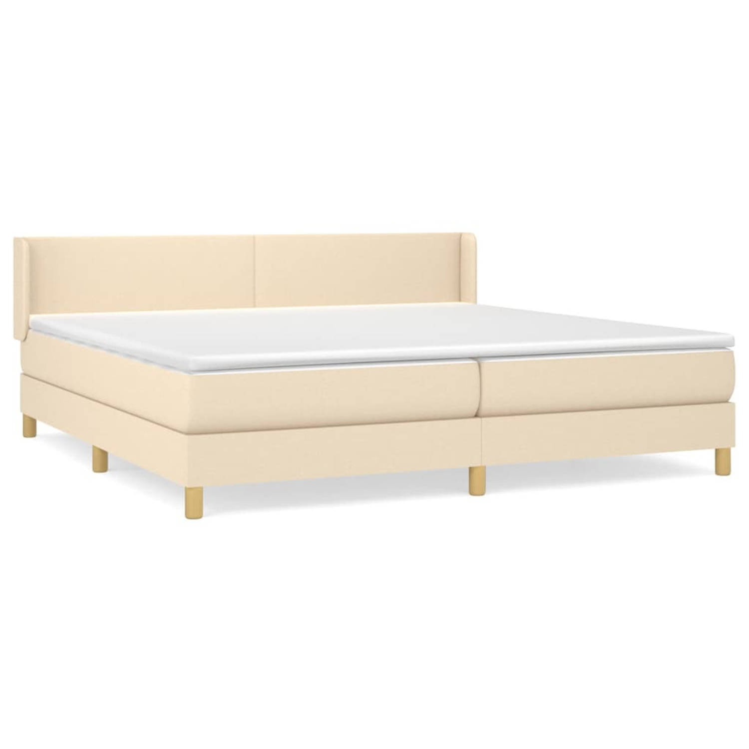 The Living Store Boxspring met matras stof crèmekleurig 200x200 cm - Boxspring - Boxsprings - Bed - Slaapmeubel - Boxspringbed - Boxspring Bed - Tweepersoonsbed - Bed Met Matras -