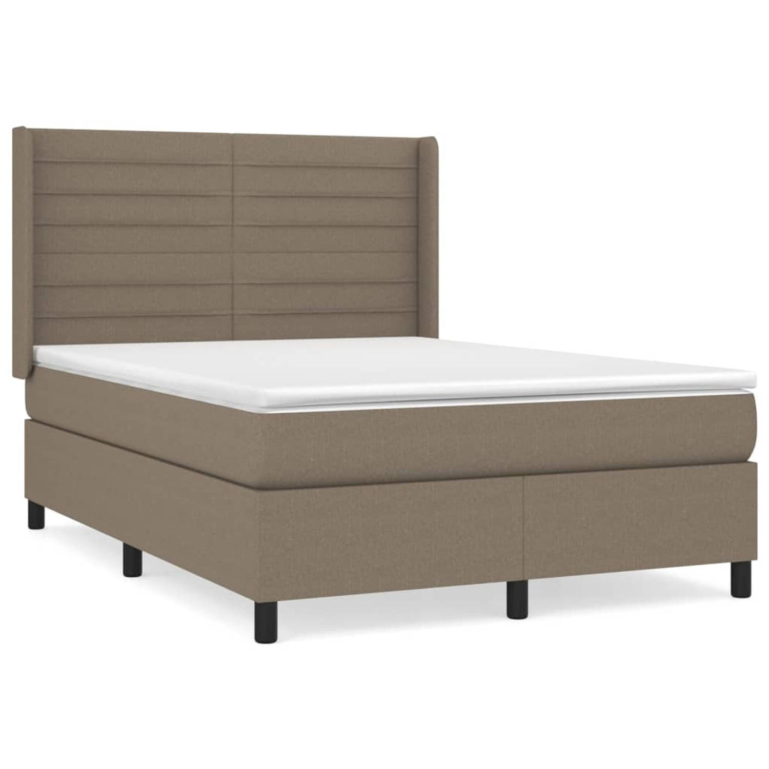 The Living Store Boxspringbed - Taupe - 203 x 147 x 118/128 cm - Pocketvering matras - Medium hard - Huidvriendelijk topmatras