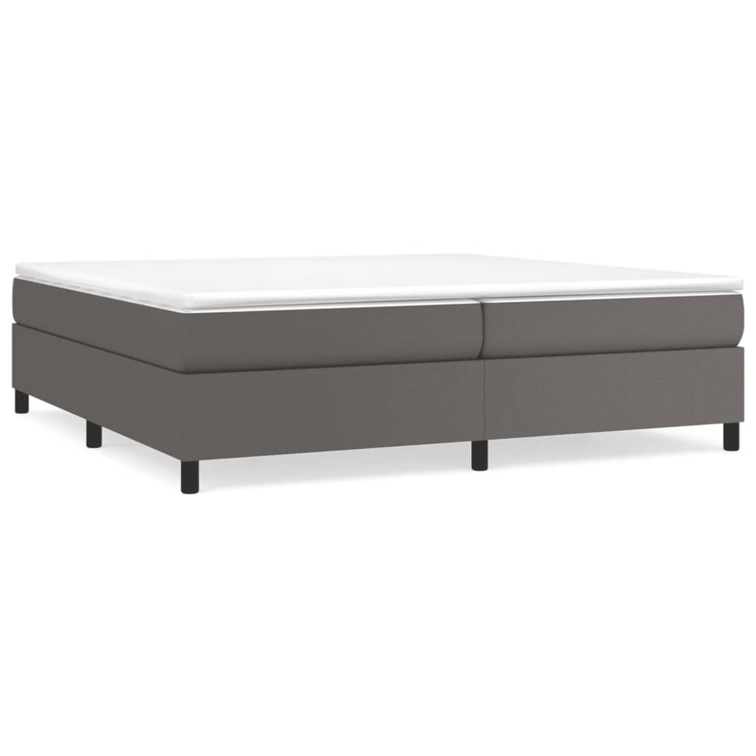 The Living Store Boxspringframe kunstleer grijs 200x200 cm - Boxspringframe - Boxspringframes - Bed - Ledikant - Slaapmeubel - Bedframe - Bedbodem - Tweepersoonsbed - Boxspring - B