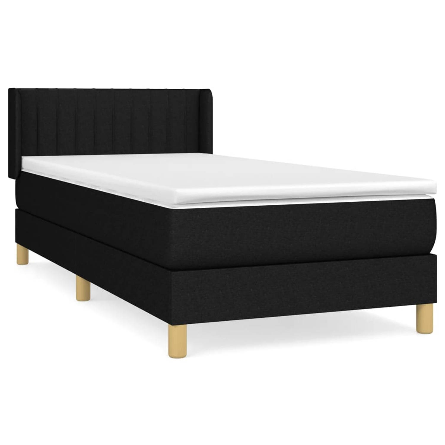 The Living Store Boxspring met matras stof zwart 90x190 cm - Boxspring - Boxsprings - Bed - Slaapmeubel - Boxspringbed - Boxspring Bed - Tweepersoonsbed - Bed Met Matras - Bedframe