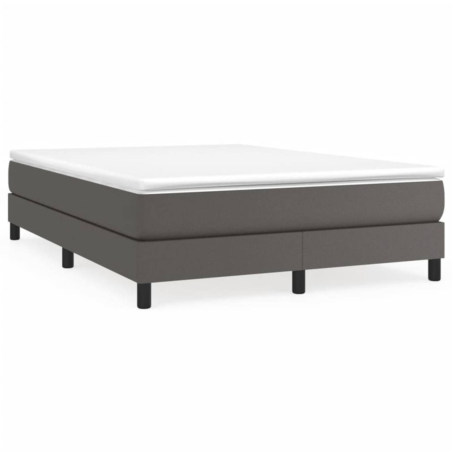 The Living Store Boxspringframe kunstleer grijs 140x200 cm - Boxspringframe - Boxspringframes - Bed - Ledikant - Slaapmeubel - Bedframe - Bedbodem - Tweepersoonsbed - Boxspring - B