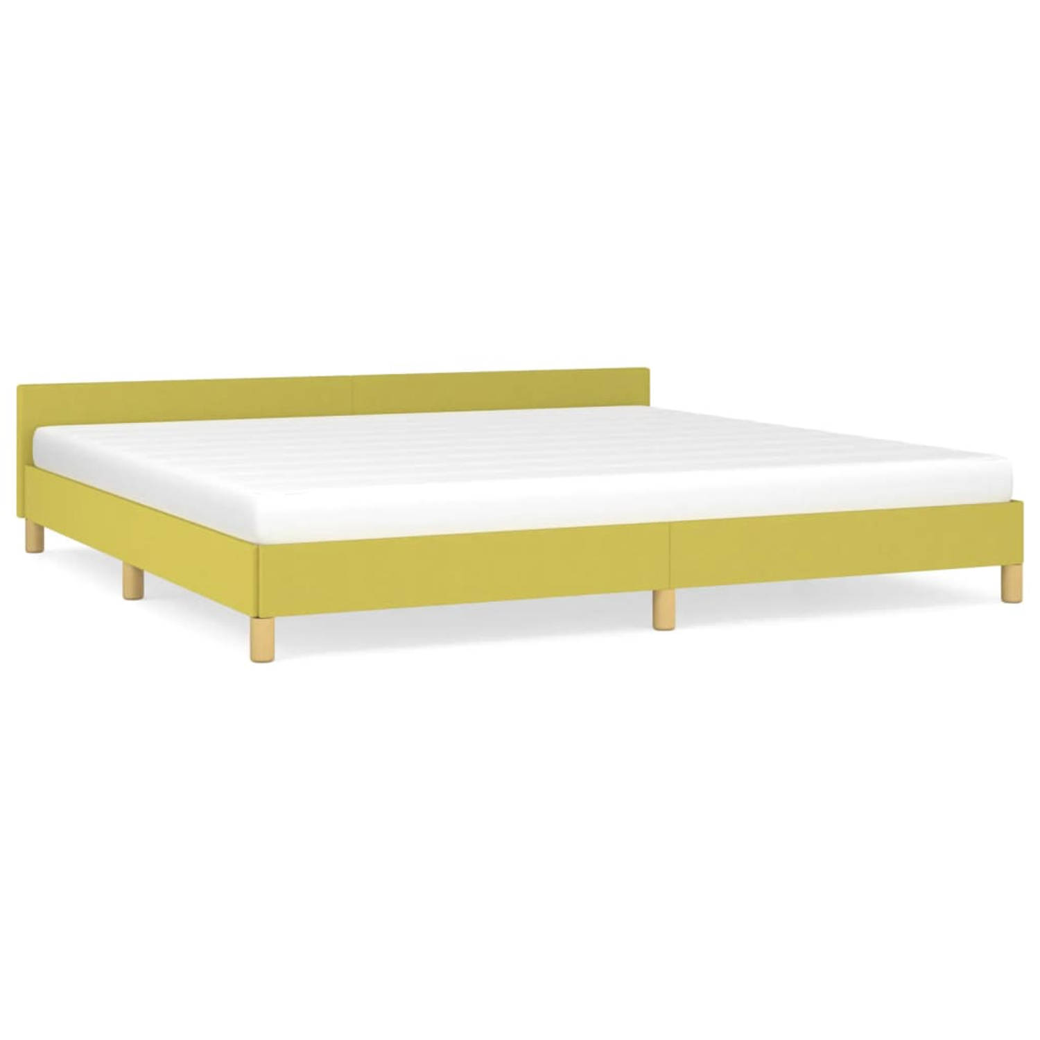 The Living Store Bedframe met hoofdeinde stof groen 200x200 cm - Bedframe Met Hoofdeinde - Bedframes Met Hoofdeindes - Bed - Slaapmeubel - Ledikant - Bedbodem - Tweepersoonsbed - B