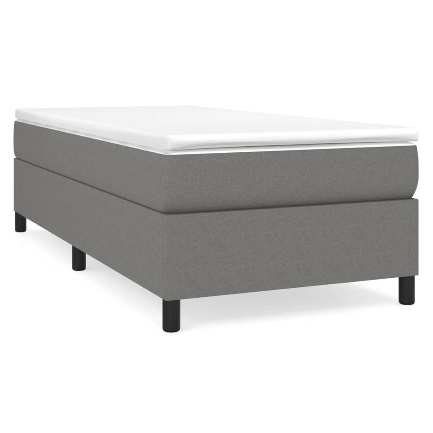 The Living Store Boxspringframe stof donkergrijs 100x200 cm - Bed