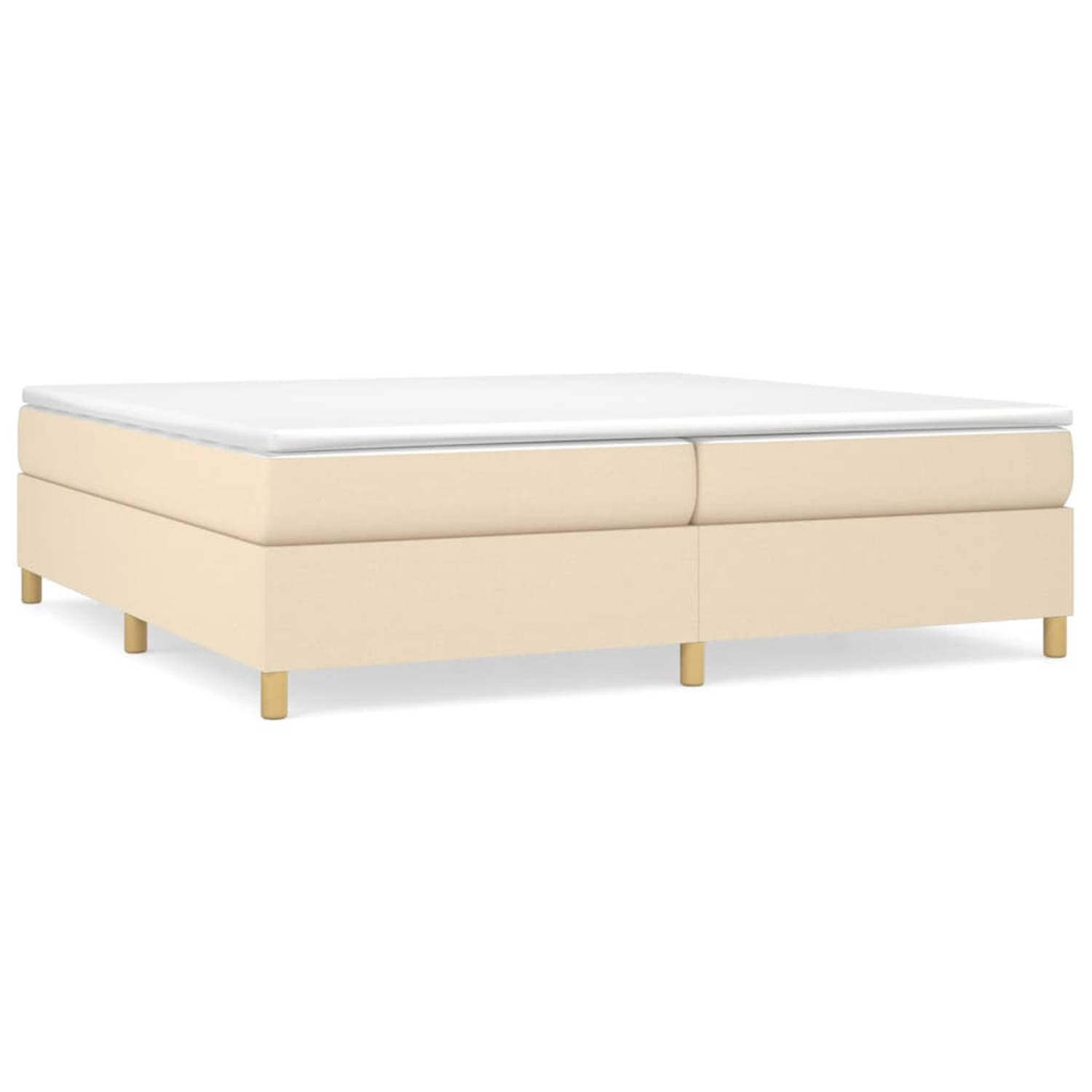 The Living Store Boxspringframe stof crèmekleurig 200x200 cm - Boxspringframe - Boxspringframes - Bed - Ledikant - Slaapmeubel - Bedframe - Bedbodem - Tweepersoonsbed - Boxspring -