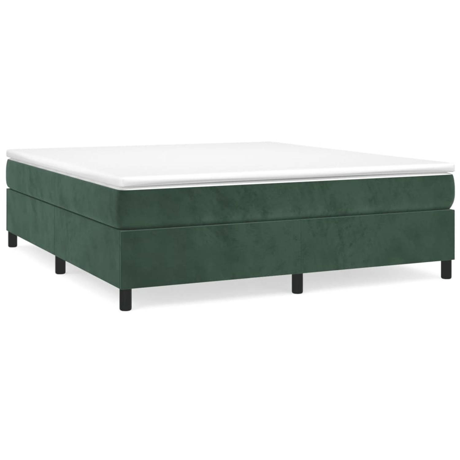 The Living Store Boxspringframe fluweel donkergroen 200x200 cm - Bed