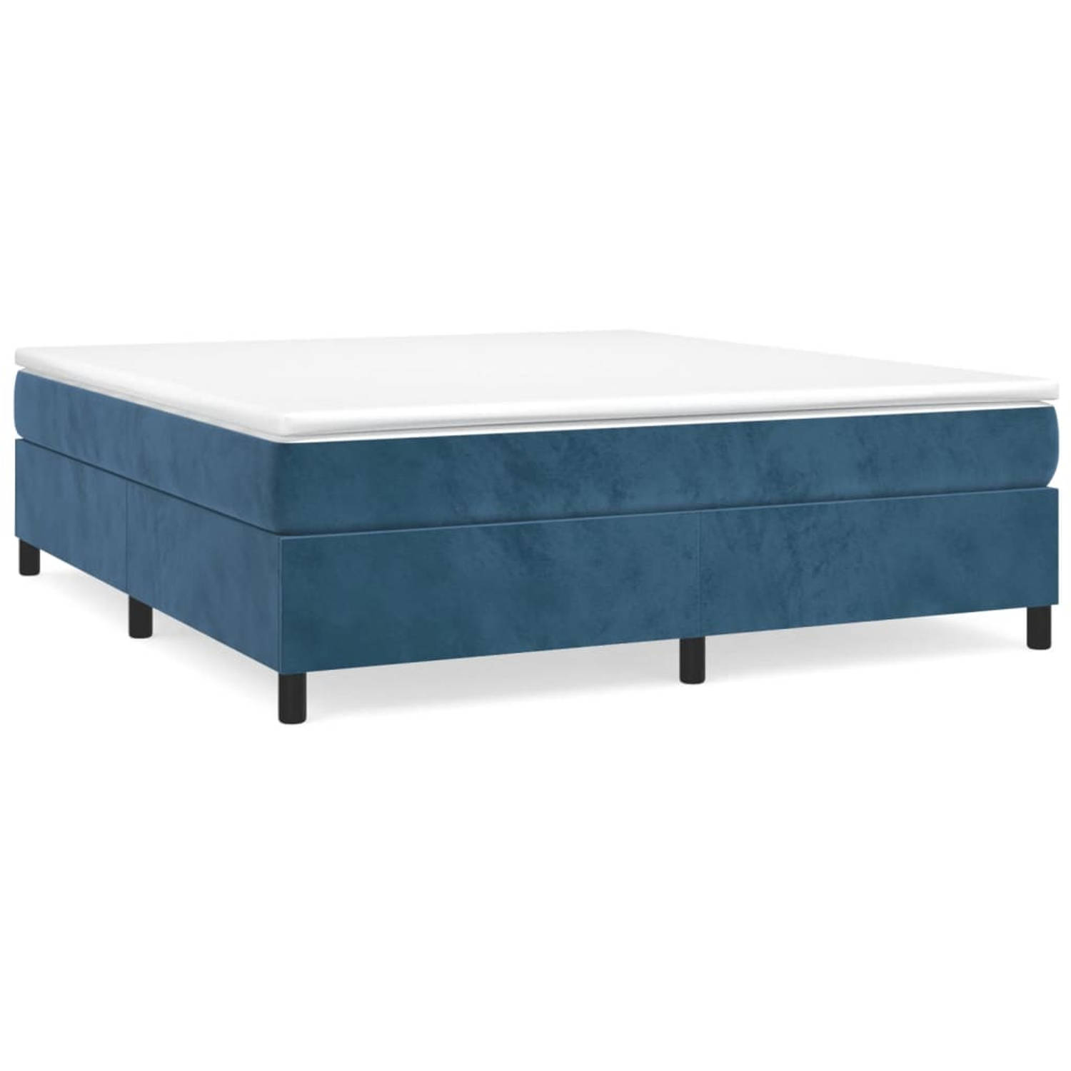 The Living Store Boxspringframe fluweel donkerblauw 200x200 cm - Bed