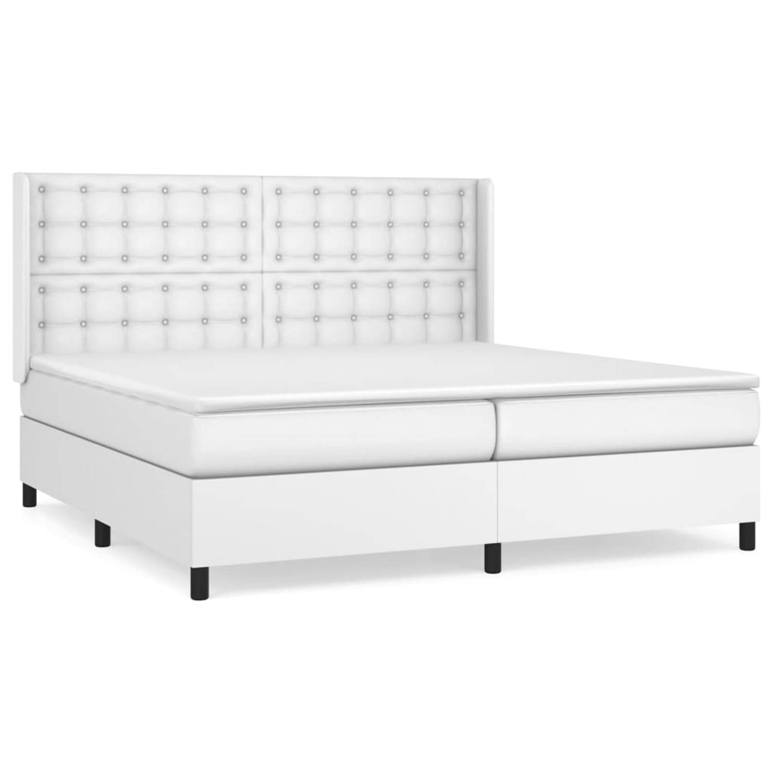 The Living Store Boxspringbed - Kunstleer - 203x203x118/128 cm - Wit