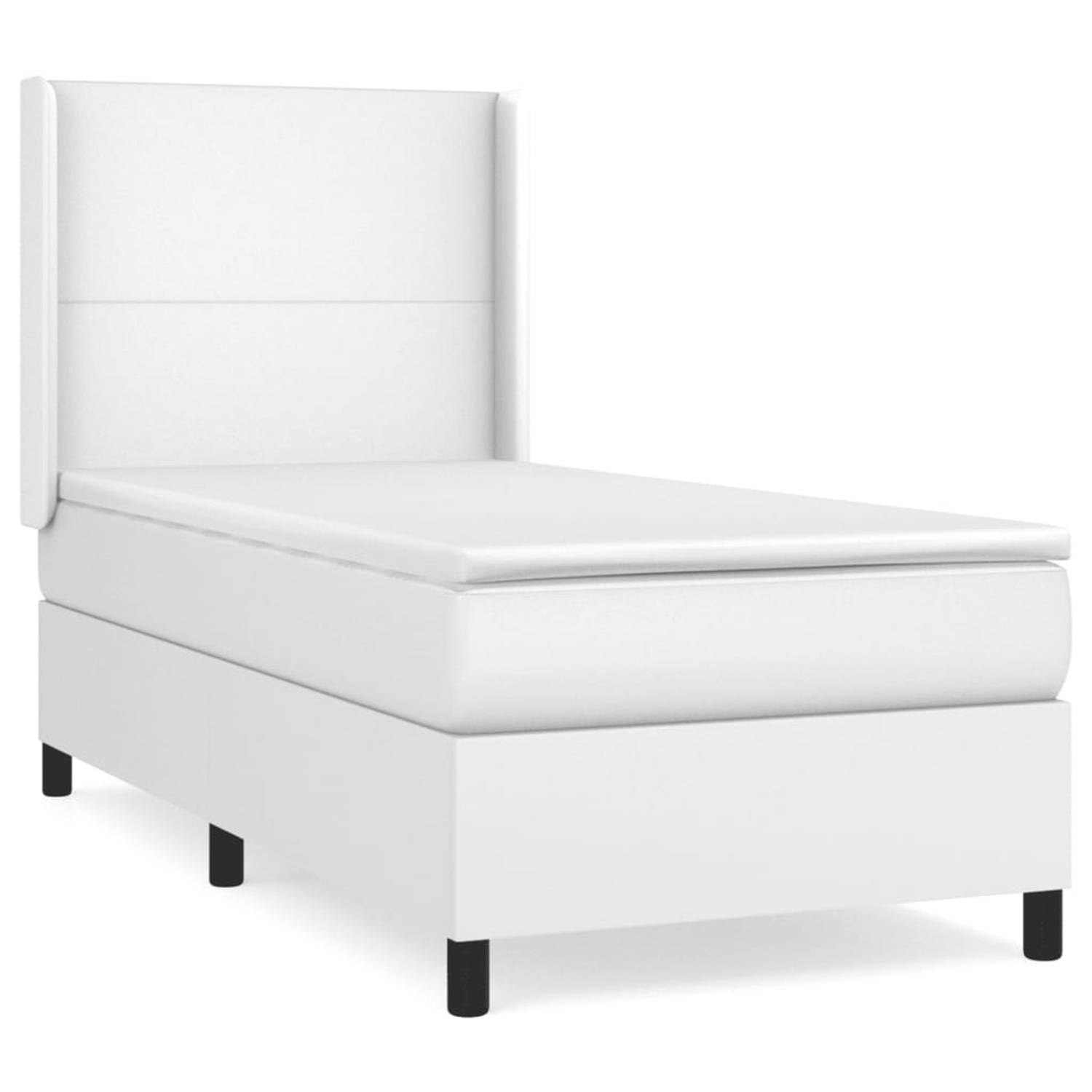 The Living Store Boxspring met matras kunstleer wit 100x200 cm - Boxspring - Boxsprings - Bed - Slaapmeubel - Boxspringbed - Boxspring Bed - Tweepersoonsbed - Bed Met Matras - Bedf