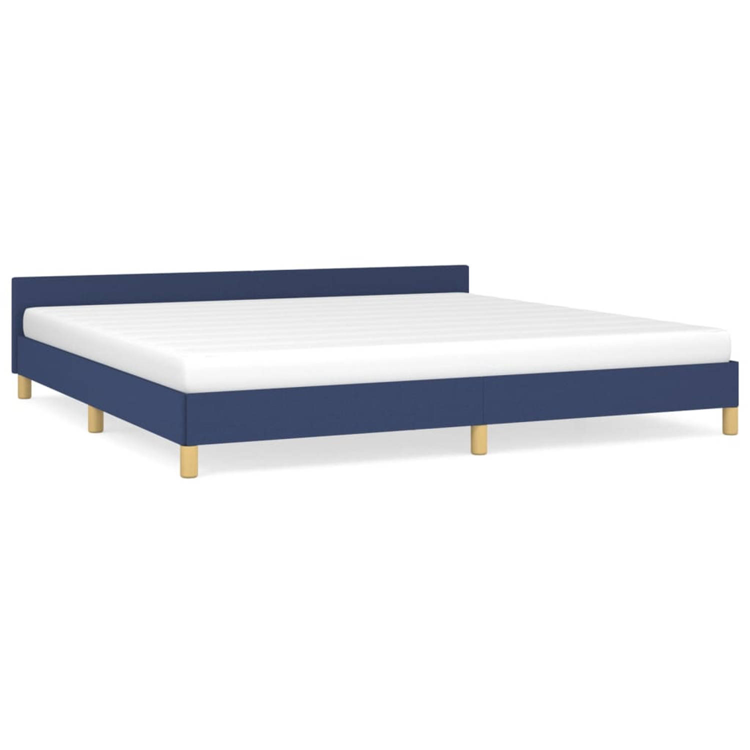 The Living Store Bedframe met hoofdeinde stof blauw 200x200 cm - Bedframe Met Hoofdeinde - Bedframes Met Hoofdeindes - Bed - Slaapmeubel - Ledikant - Bedbodem - Tweepersoonsbed - B