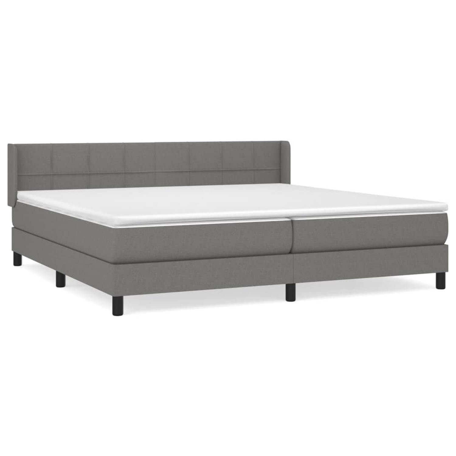 The Living Store Boxspring met matras stof donkergrijs 200x200 cm - Bed