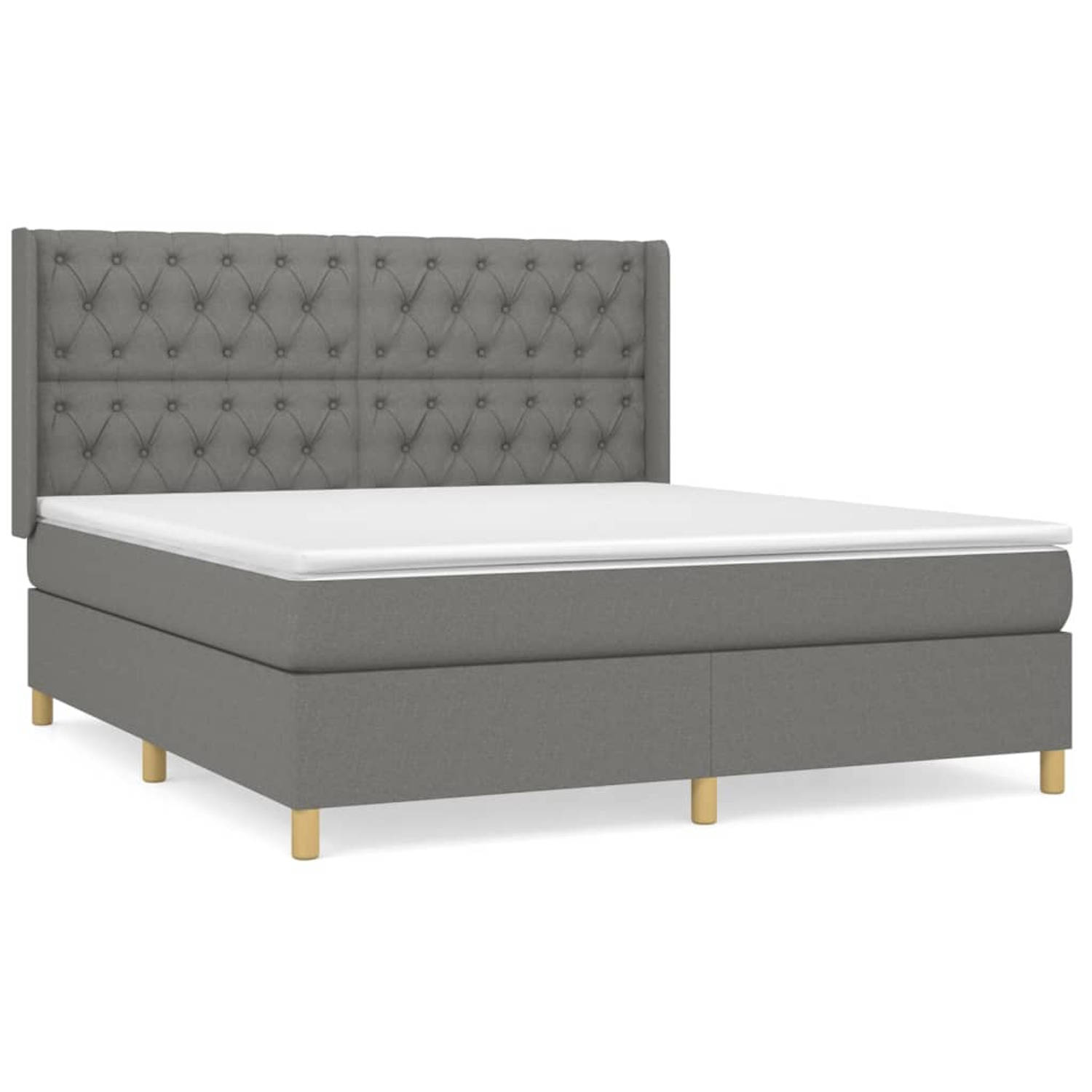 The Living Store Boxspring met matras stof donkergrijs 160x200 cm - Boxspring - Boxsprings - Bed - Slaapmeubel - Boxspringbed - Boxspring Bed - Tweepersoonsbed - Bed Met Matras - B