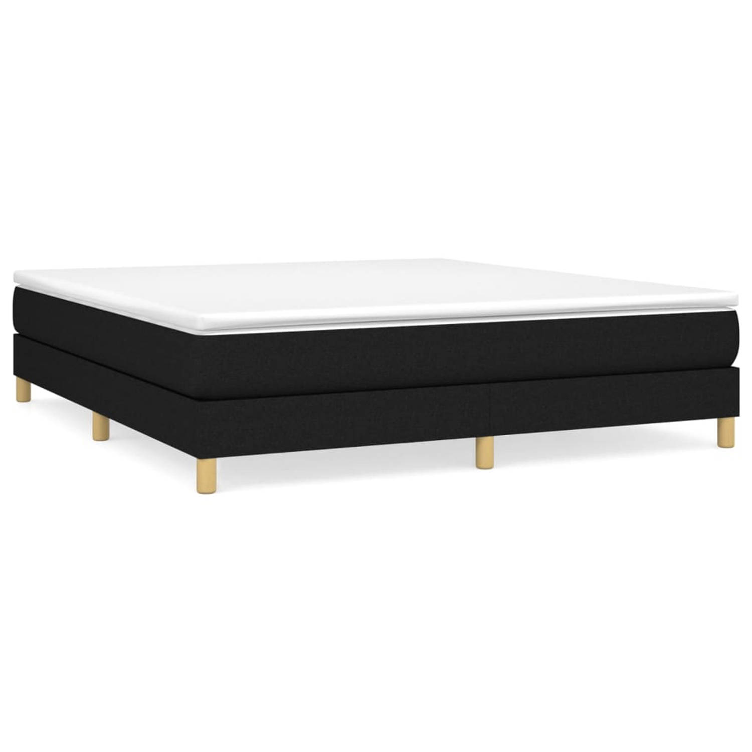 The Living Store Boxspringframe stof zwart 160x200 cm - Boxspringframe - Boxspringframes - Bed - Ledikant - Slaapmeubel - Bedframe - Bedbodem - Tweepersoonsbed - Boxspring - Bedden