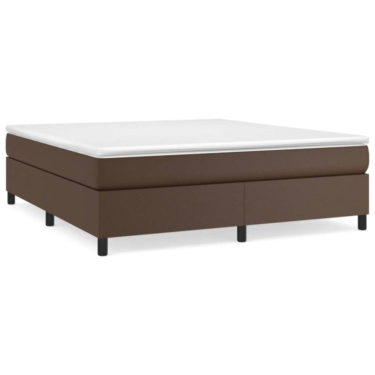 The Living Store Boxspringframe kunstleer bruin 160x200 cm - Bed