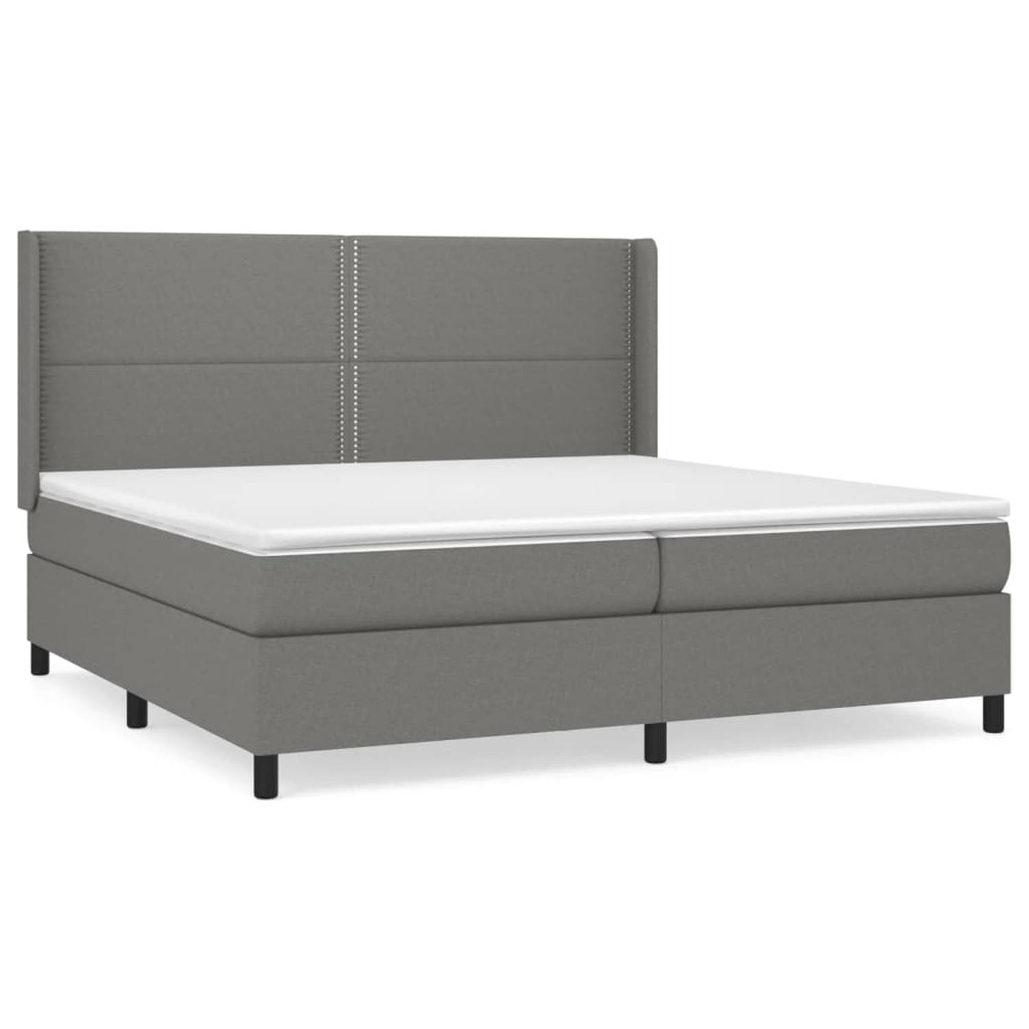 The Living Store Boxspring met matras stof donkergrijs 200x200 cm - Boxspring - Boxsprings - Bed - Slaapmeubel - Boxspringbed - Boxspring Bed - Tweepersoonsbed - Bed Met Matras - B