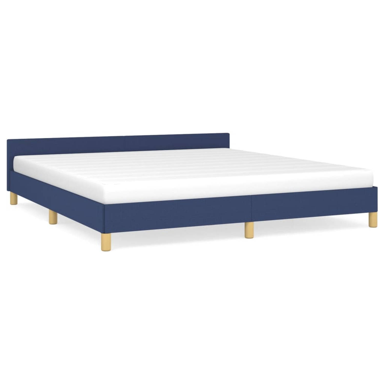 The Living Store Bedframe met hoofdeinde stof blauw 160x200 cm - Bedframe Met Hoofdeinde - Bedframes Met Hoofdeindes - Bed - Slaapmeubel - Ledikant - Bedbodem - Tweepersoonsbed - B