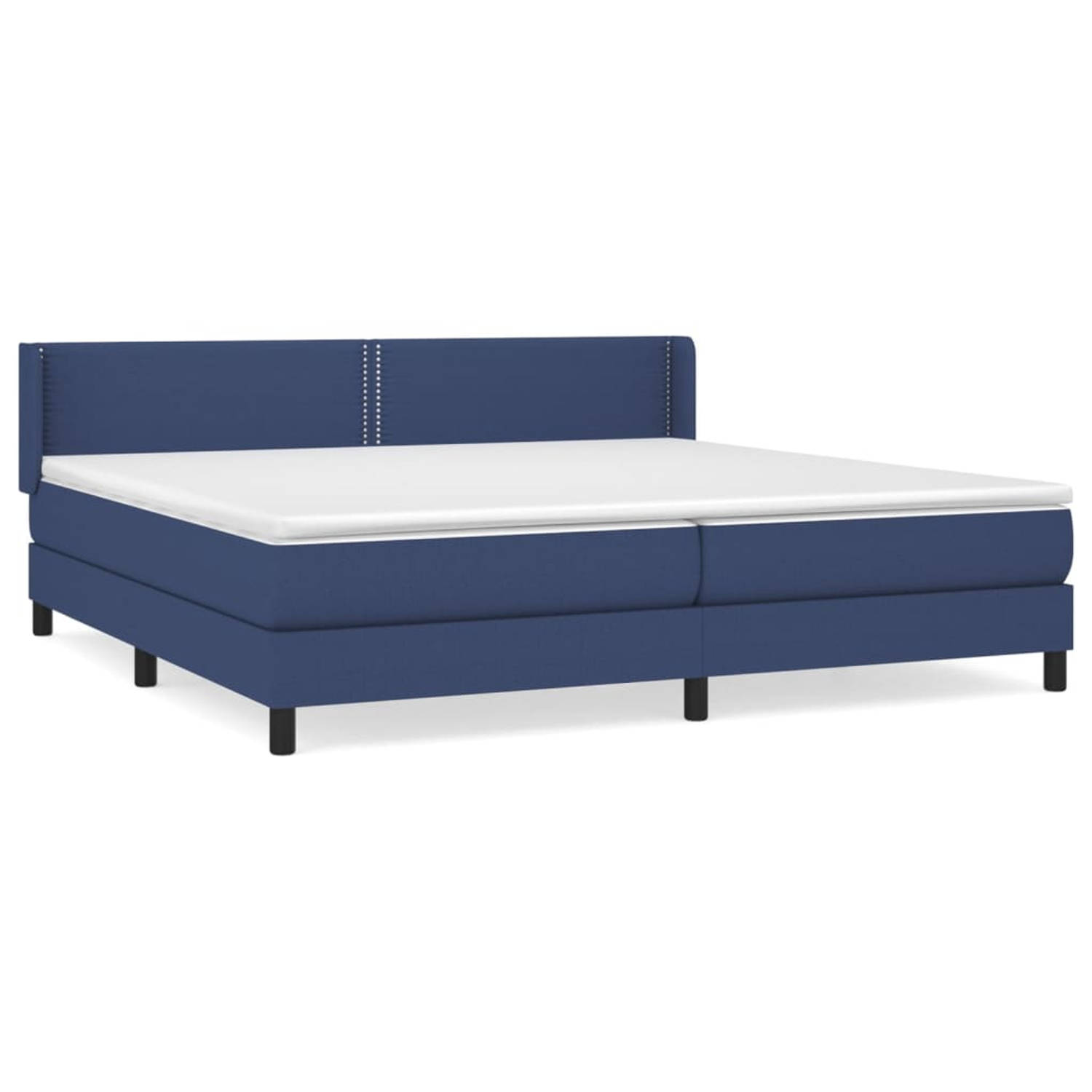 The Living Store Boxspringbed - Blauw - 203x203x78/88 cm - Pocketvering matras - Middelharde ondersteuning - Huidvriendelijk topmatras