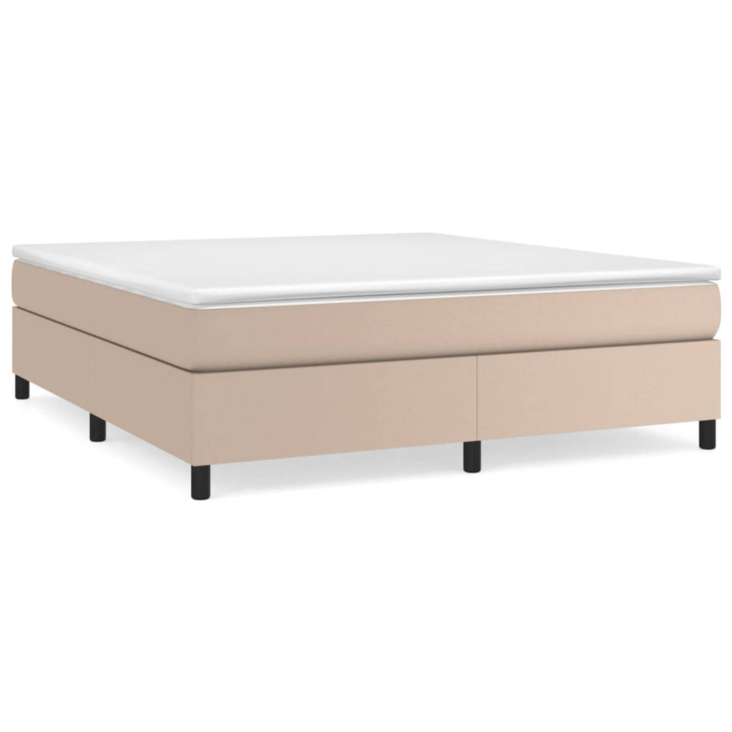 The Living Store Boxspringframe kunstleer cappuccino 160x200 cm - Bed