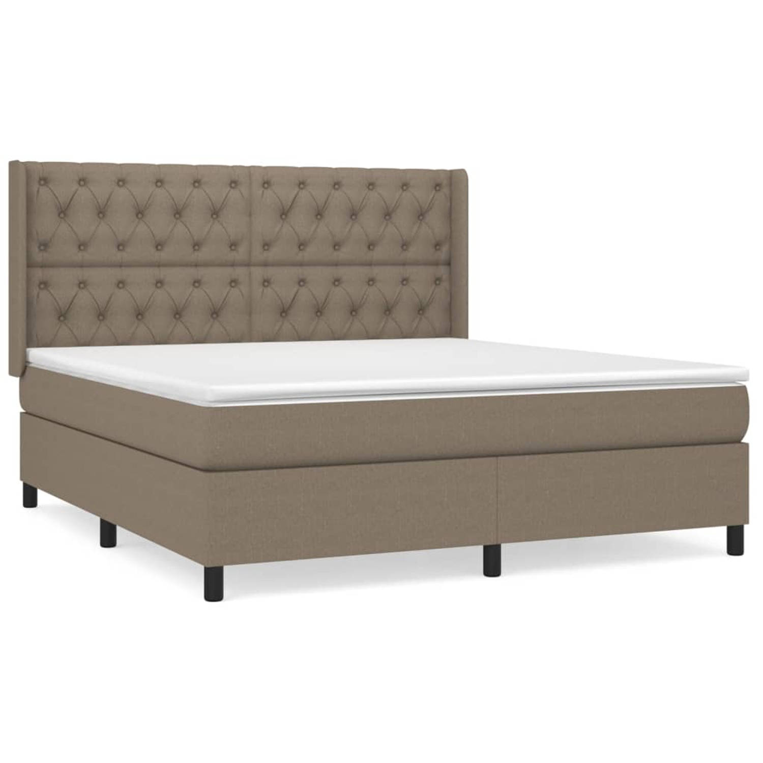 The Living Store Boxspring met matras stof taupe 160x200 cm - Bed