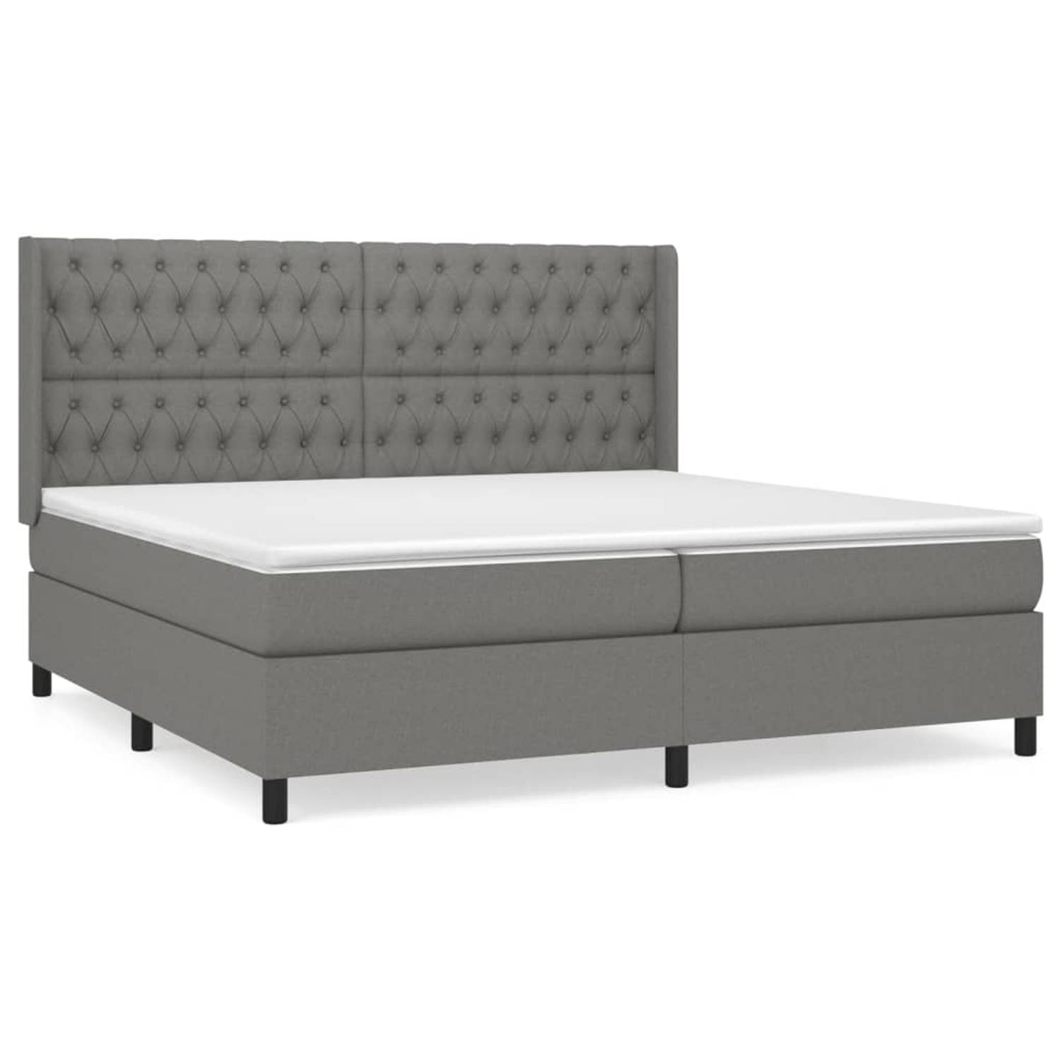 The Living Store Boxspring met matras stof donkergrijs 200x200 cm - Boxspring - Boxsprings - Bed - Slaapmeubel - Boxspringbed - Boxspring Bed - Tweepersoonsbed - Bed Met Matras - B