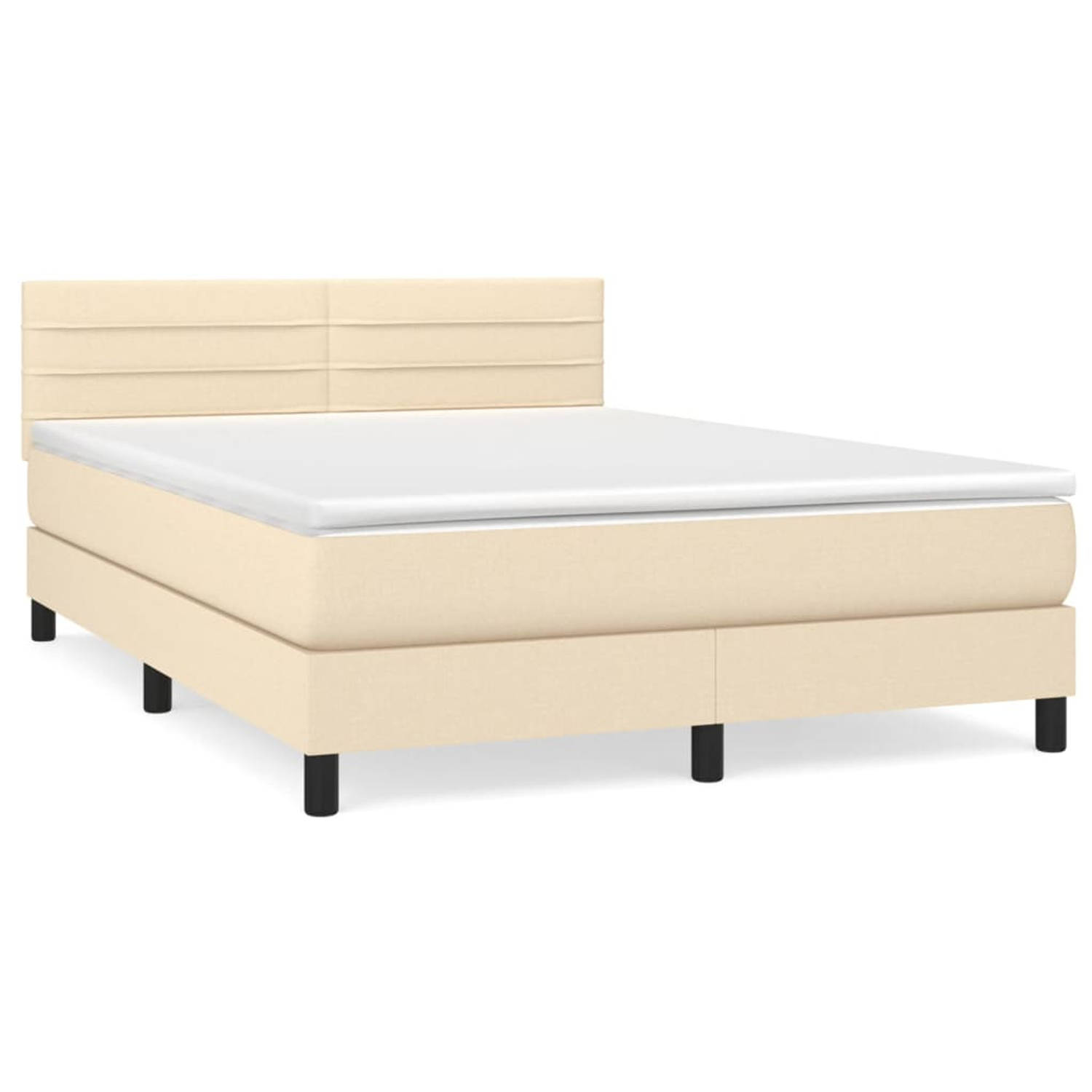 The Living Store Boxspringbed - Comfort - Bed - 203x144x78/88cm - Crème