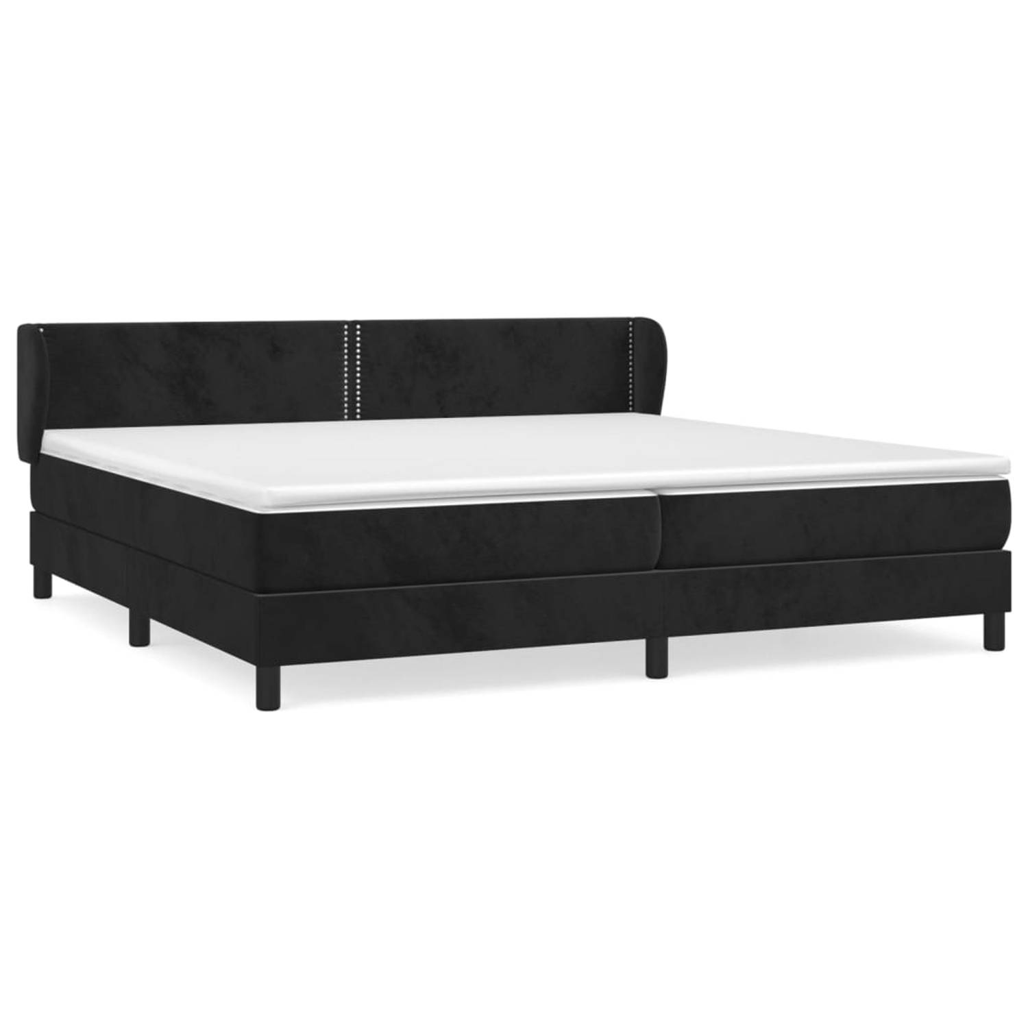 The Living Store Bed The Living Store Bedframe - fluweel - 203 x 203 x 78/88 cm - zwart