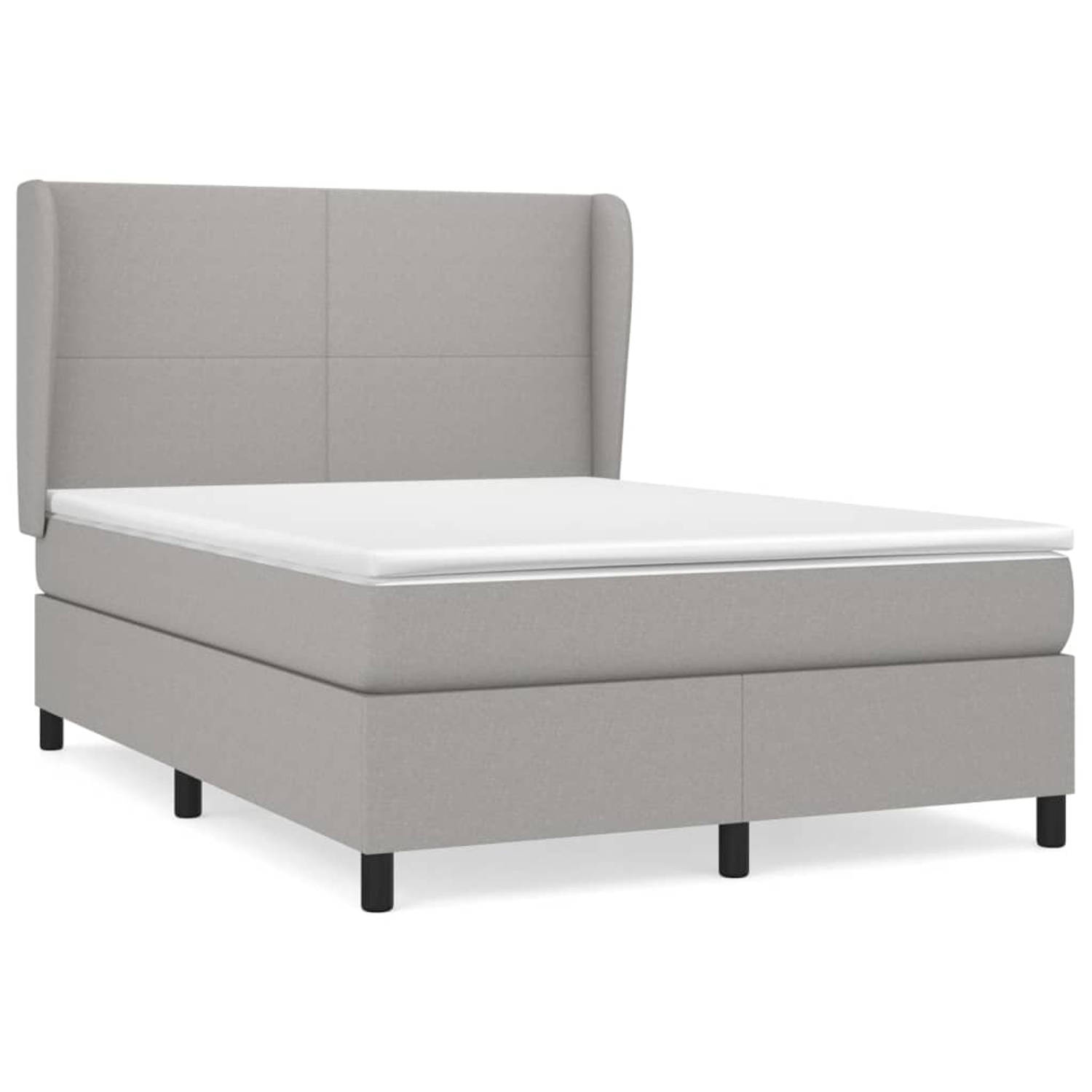 The Living Store Boxspringbed - lichtgrijs - 193 x 147 x 118/128 cm - pocketvering matras - middelharde ondersteuning - huidvriendelijk topmatras