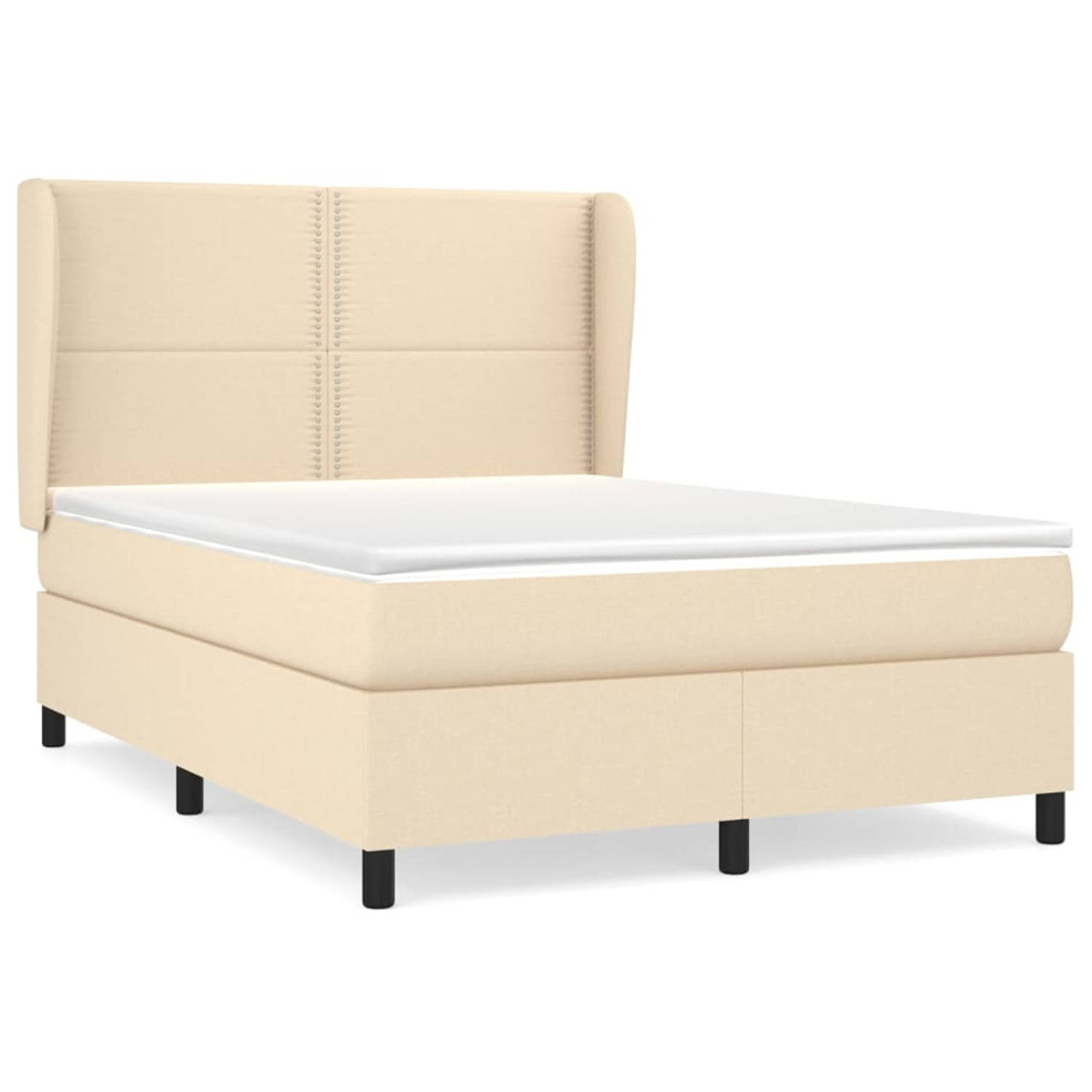 The Living Store Boxspring met matras stof crèmekleurig 140x200 cm - Boxspring - Boxsprings - Bed - Slaapmeubel - Boxspringbed - Boxspring Bed - Tweepersoonsbed - Bed Met Matras -