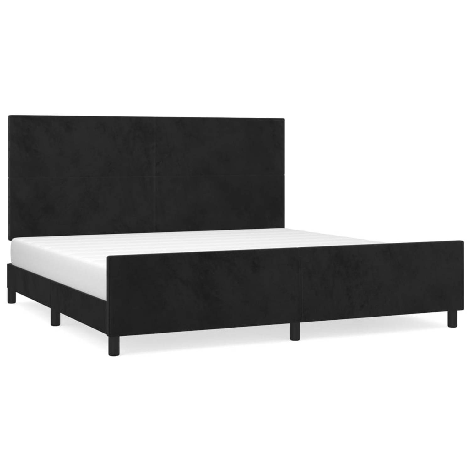 The Living Store Bedframe met hoofdeinde fluweel zwart 200x200 cm - Bed