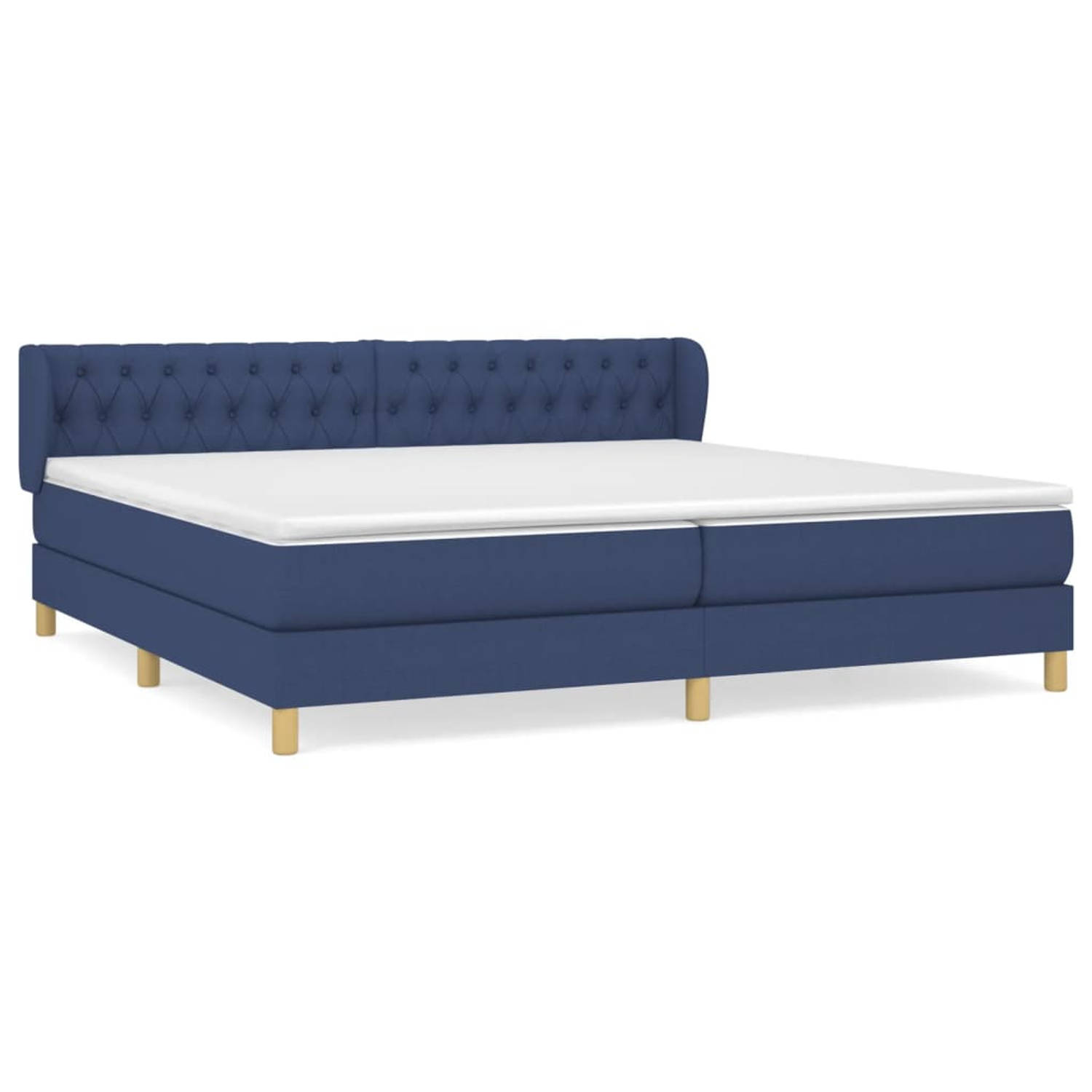 The Living Store Boxspring Bed - Blauw - 203 x 203 x 78/88 cm - Pocketvering