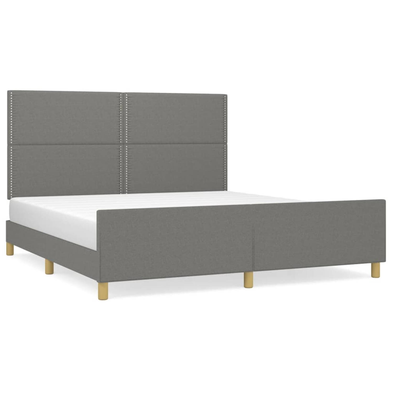 The Living Store Bedframe L-160x200cm - donkergrijs stoffen hoofdeinde