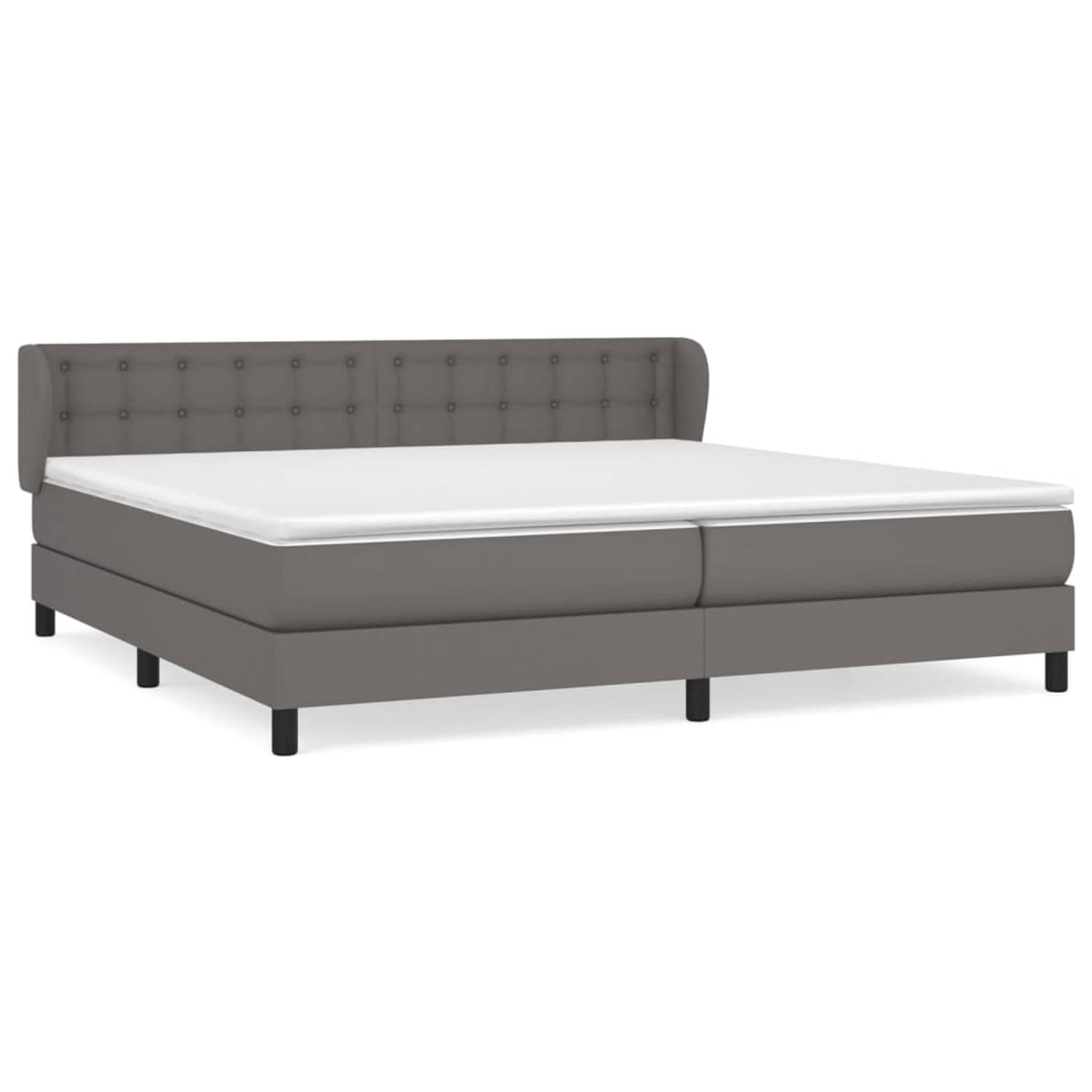 The Living Store Boxspring met matras kunstleer grijs 200x200 cm - Boxspring - Boxsprings - Bed - Slaapmeubel - Boxspringbed - Boxspring Bed - Tweepersoonsbed - Bed Met Matras - Be