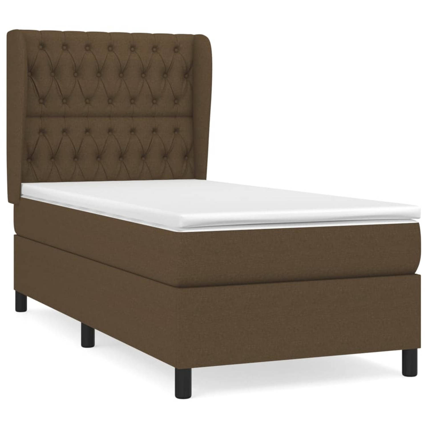 The Living Store Boxspringbed - Pocketvering - Donkerbruin - 100x200x20 cm