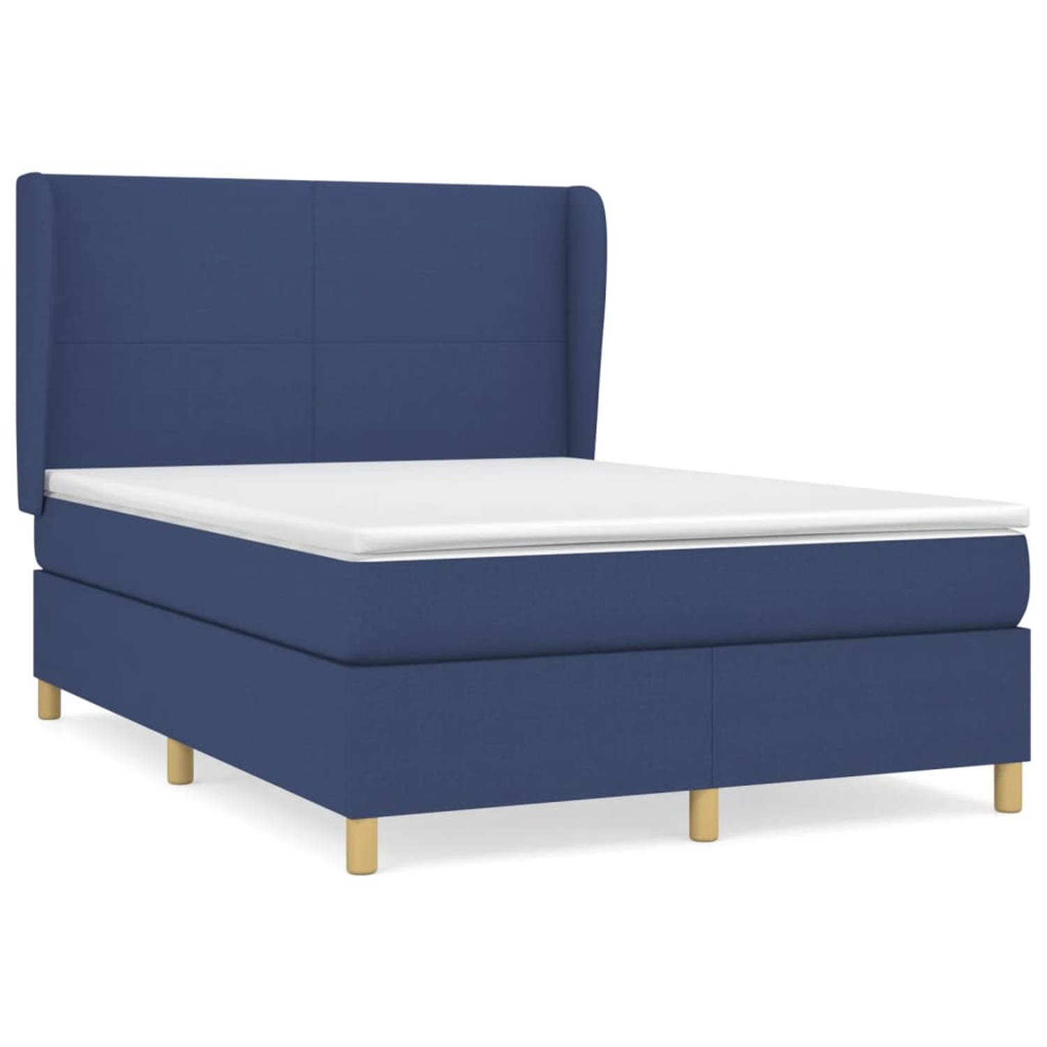 The Living Store Boxspringbed - Comfort - Bed - 203x147x118/128 cm - Blauw