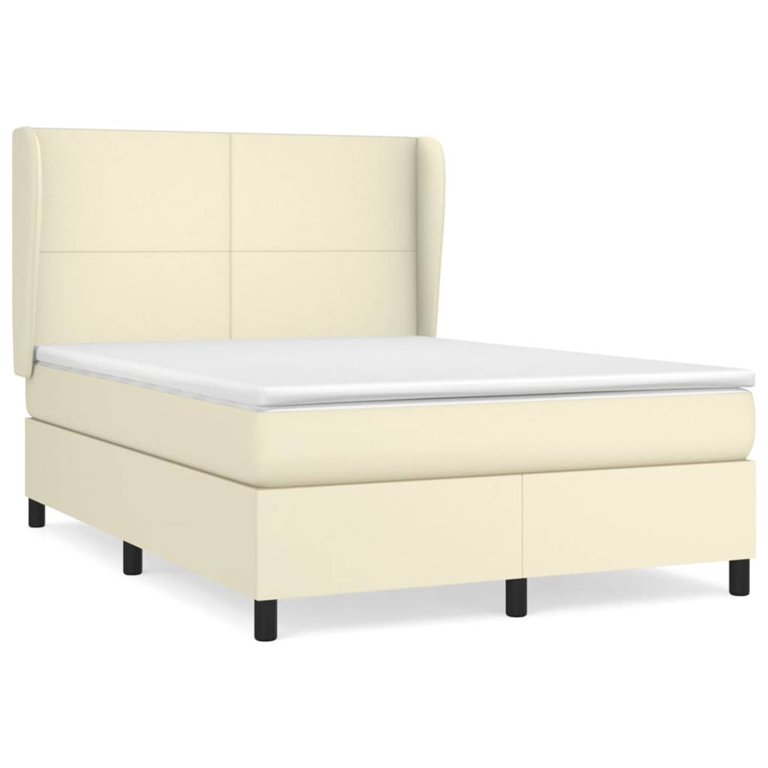 The Living Store Boxspring met matras kunstleer crèmekleurig 140x200 cm - Boxspring - Boxsprings - Bed - Slaapmeubel - Boxspringbed - Boxspring Bed - Tweepersoonsbed - Bed Met Matr