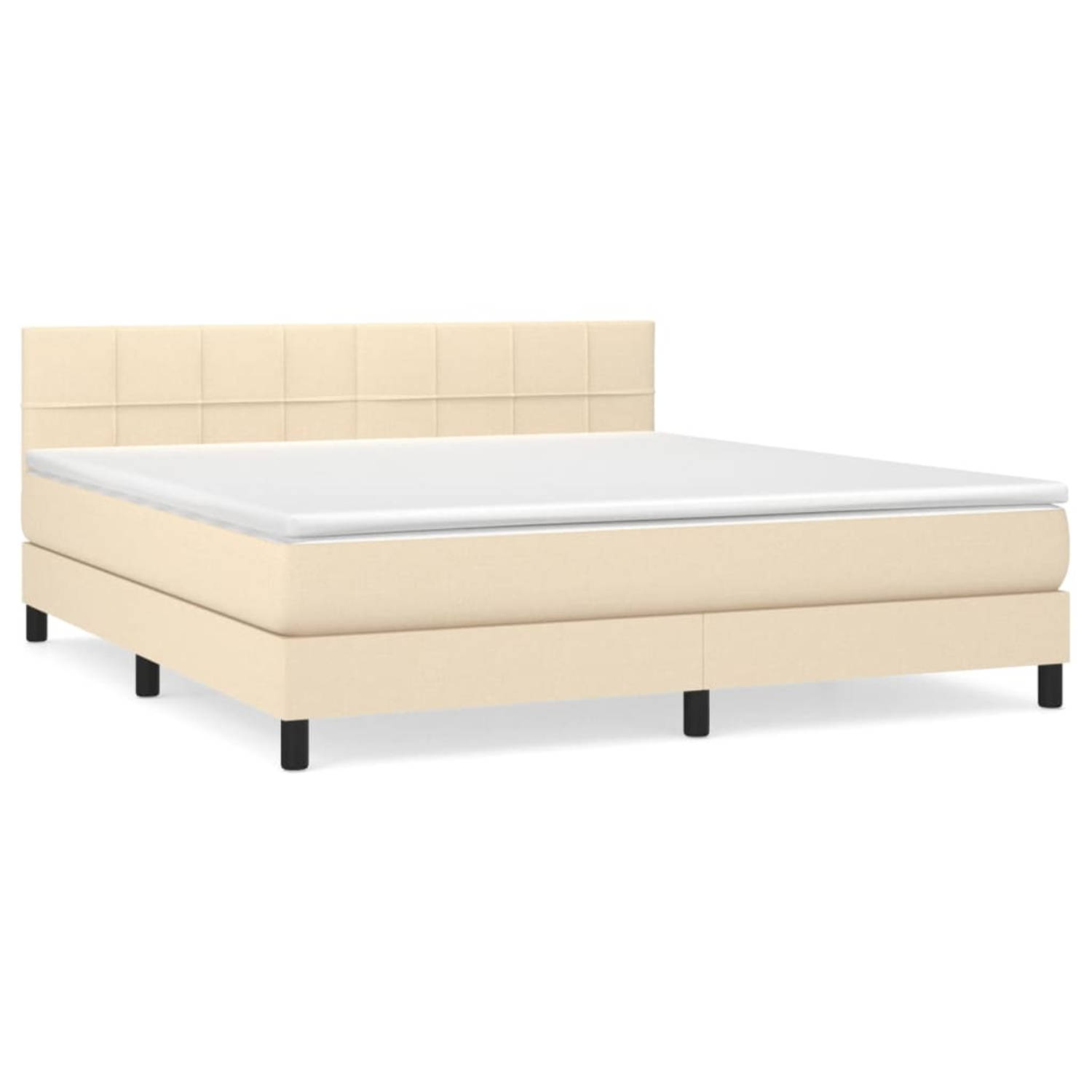 The Living Store Boxspringbed - 160x200 cm - Crème - Pocketvering