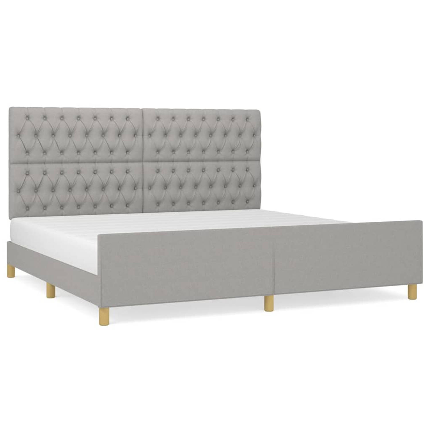 The Living Store Bedframe met hoofdeinde stof lichtgrijs 200x200 cm - Bedframe Met Hoofdeinde - Bedframes Met Hoofdeindes - Bed - Slaapmeubel - Ledikant - Bedbodem - Tweepersoonsbe