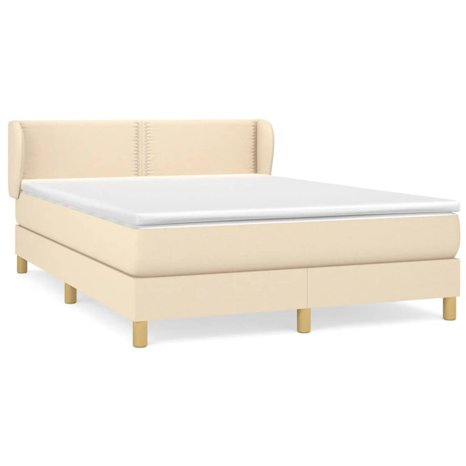 The Living Store Boxspring met matras stof crèmekleurig 140x200 cm - Boxspring - Boxsprings - Bed - Slaapmeubel - Boxspringbed - Boxspring Bed - Tweepersoonsbed - Bed Met Matras -