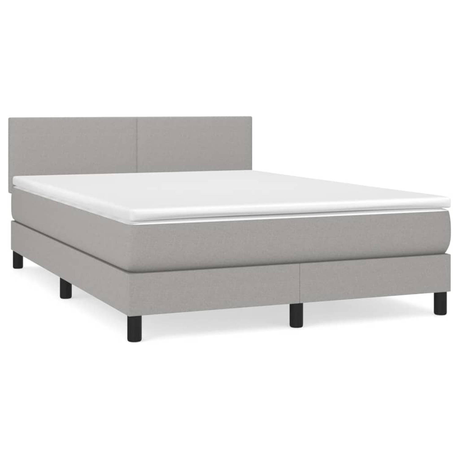 The Living Store Boxspring met matras stof lichtgrijs 140x190 cm - Boxspring - Boxsprings - Bed - Slaapmeubel - Boxspringbed - Boxspring Bed - Tweepersoonsbed - Bed Met Matras - Be