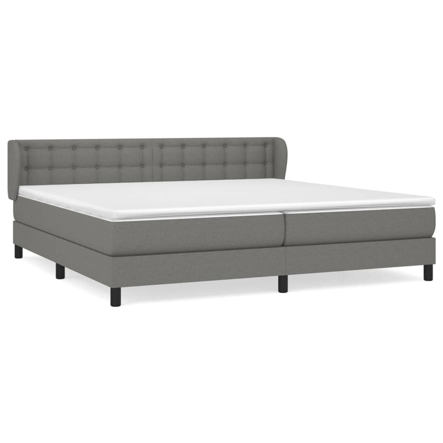 The Living Store Boxspring met matras stof donkergrijs 200x200 cm - Bed