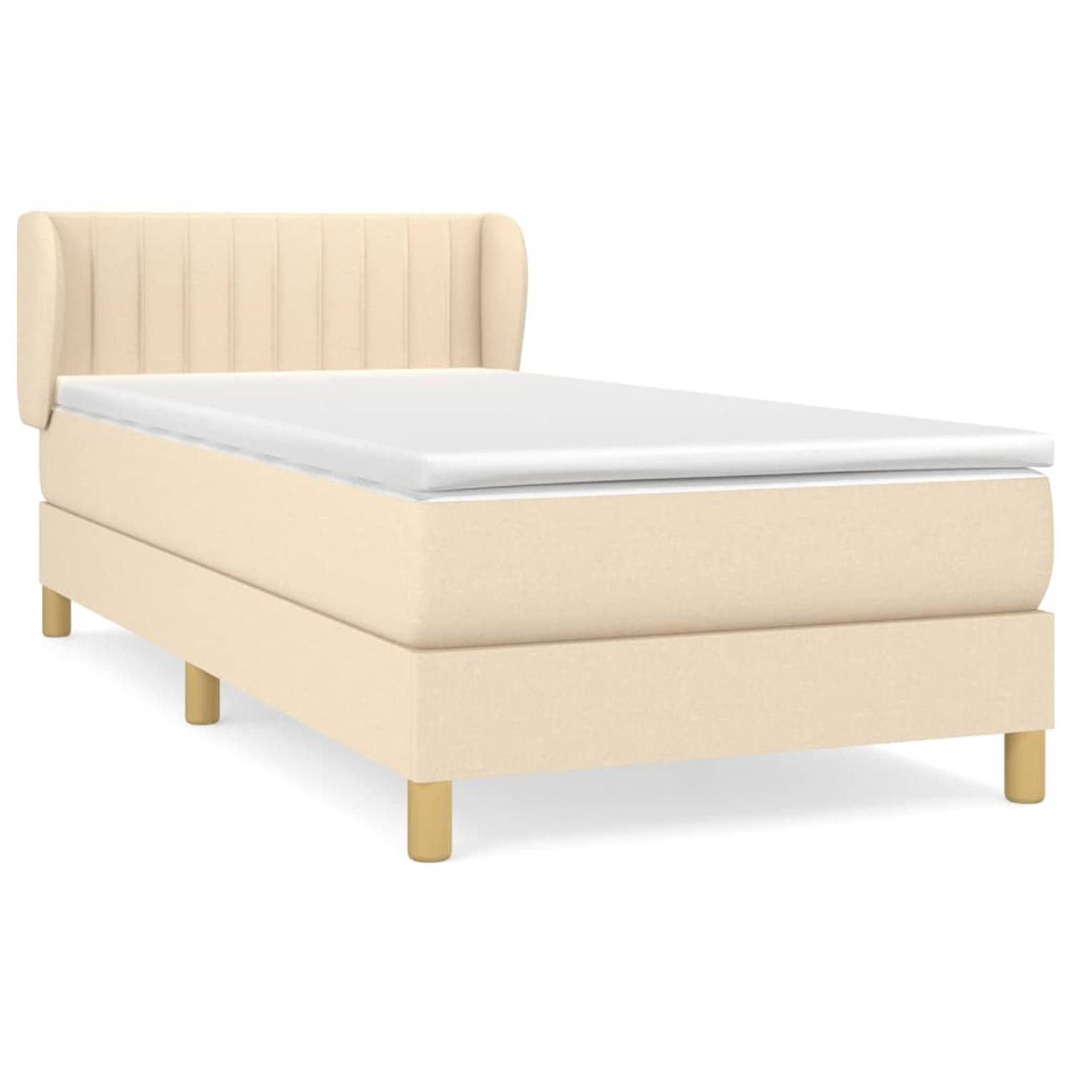 The Living Store Boxspring met matras stof crèmekleurig 100x200 cm - Bed