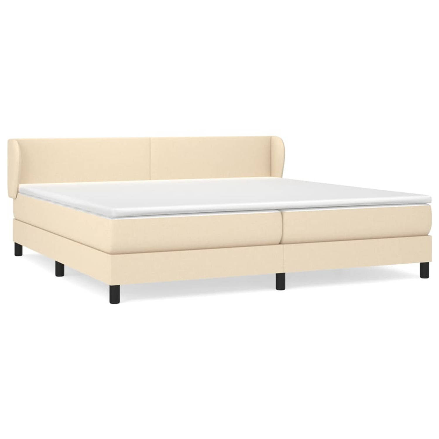 The Living Store Boxspring met matras stof crèmekleurig 200x200 cm - Boxspring - Boxsprings - Bed - Slaapmeubel - Boxspringbed - Boxspring Bed - Tweepersoonsbed - Bed Met Matras -