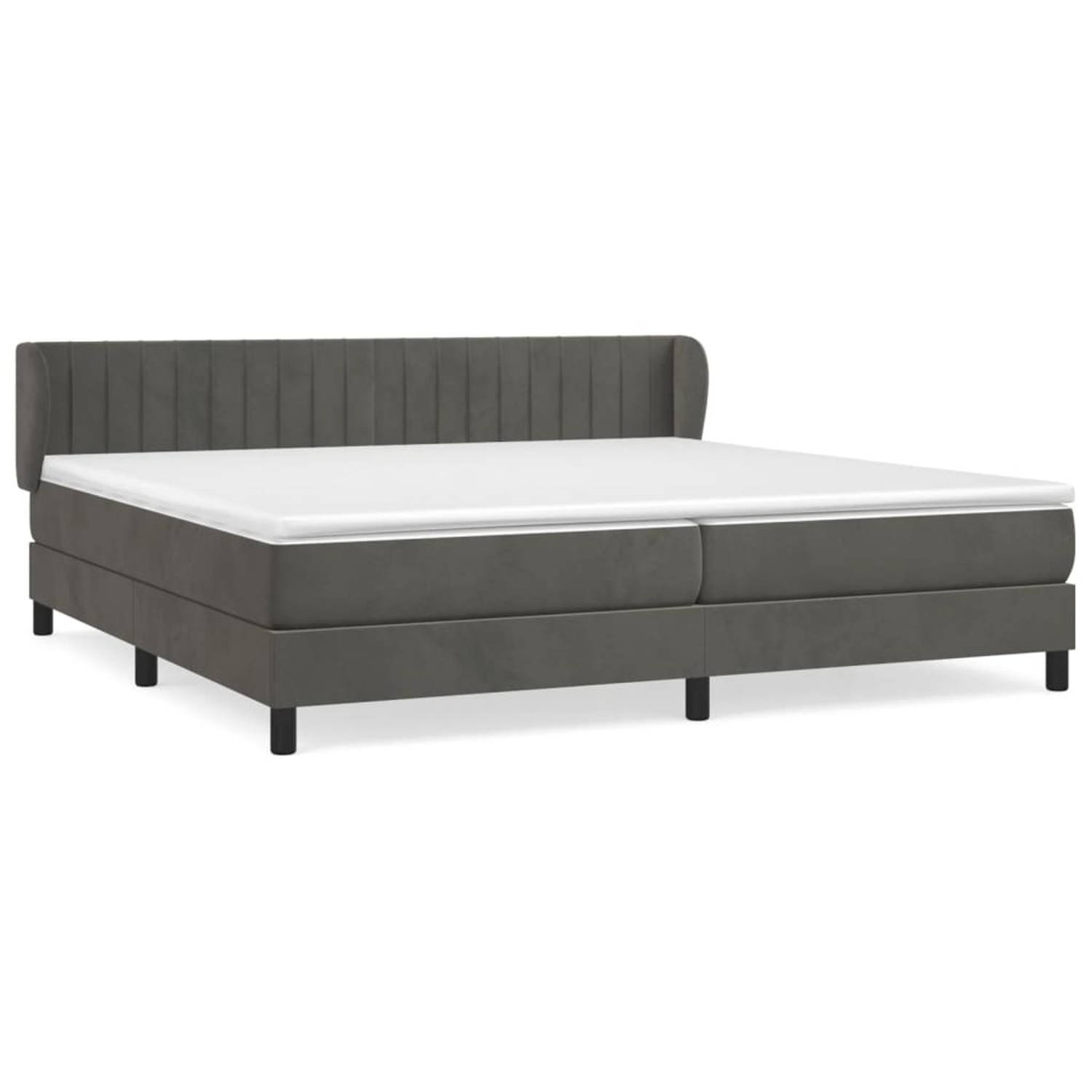 The Living Store Boxspring met matras fluweel donkergrijs 200x200 cm - Bed