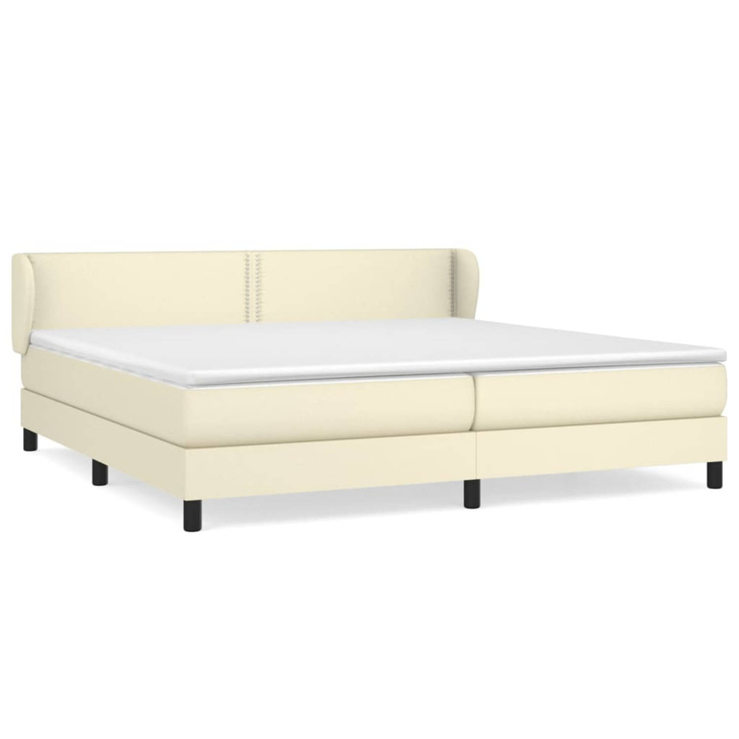 The Living Store Boxspring met matras kunstleer crèmekleurig 200x200 cm - Boxspring - Boxsprings - Bed - Slaapmeubel - Boxspringbed - Boxspring Bed - Tweepersoonsbed - Bed Met Matr