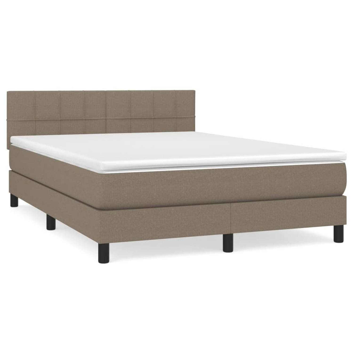 The Living Store Boxspringbed - nog in te vullen - Bed - 193x144x78/88 cm - Taupe - Pocketvering matras - Middelharde ondersteuning