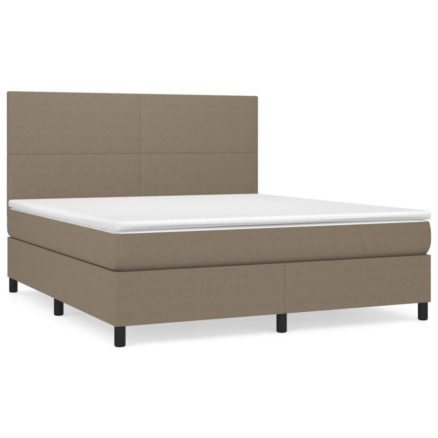 The Living Store Boxspringbed - Pocketvering - 180 x 200 cm - Taupe - Wit