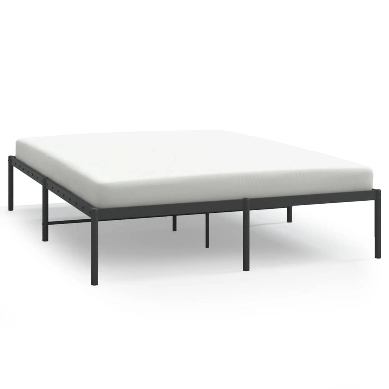 The Living Store Bedframe metaal zwart 150x200 cm - Bed