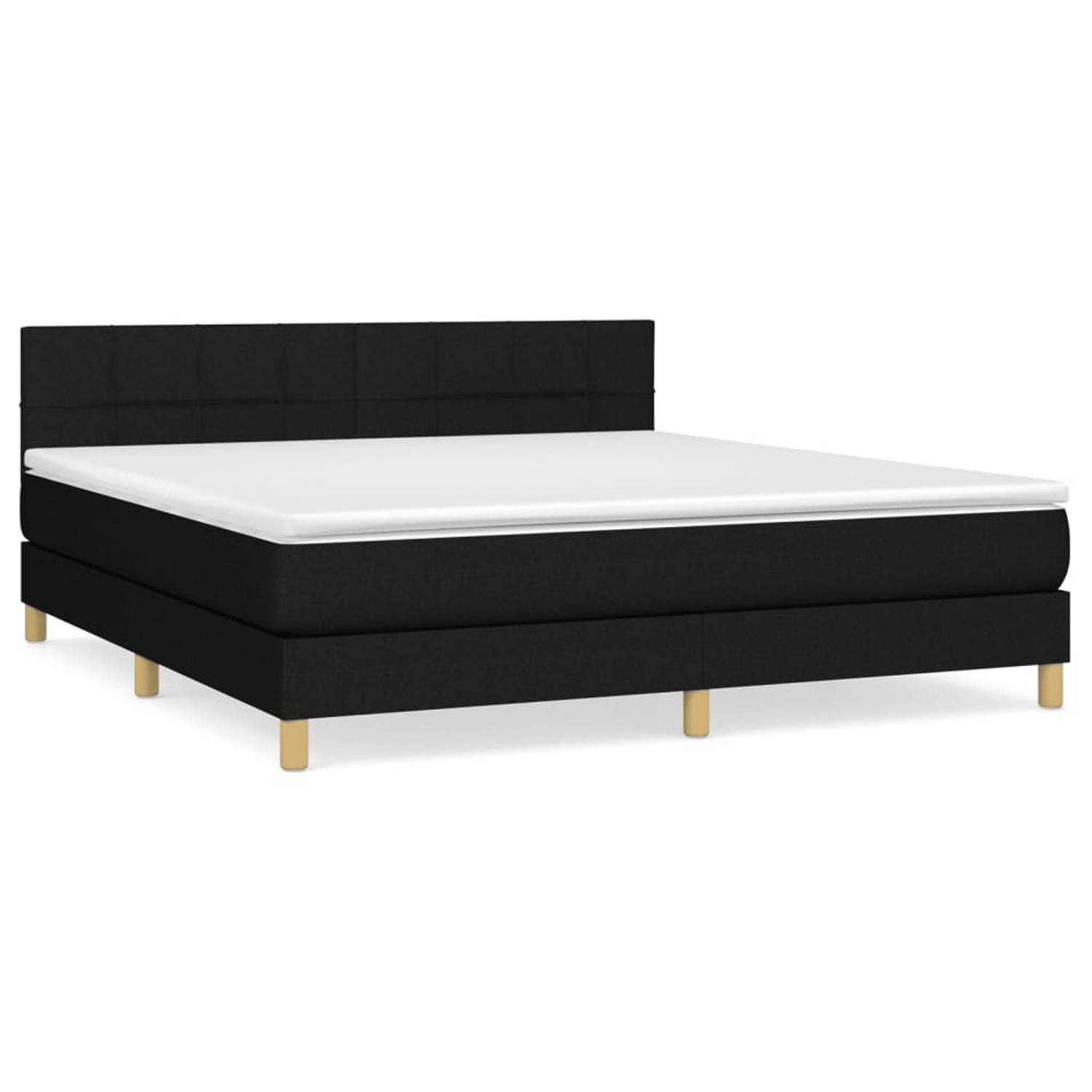 The Living Store Boxspring met matras stof zwart 160x200 cm - Boxspring - Boxsprings - Bed - Slaapmeubel - Boxspringbed - Boxspring Bed - Tweepersoonsbed - Bed Met Matras - Bedfram